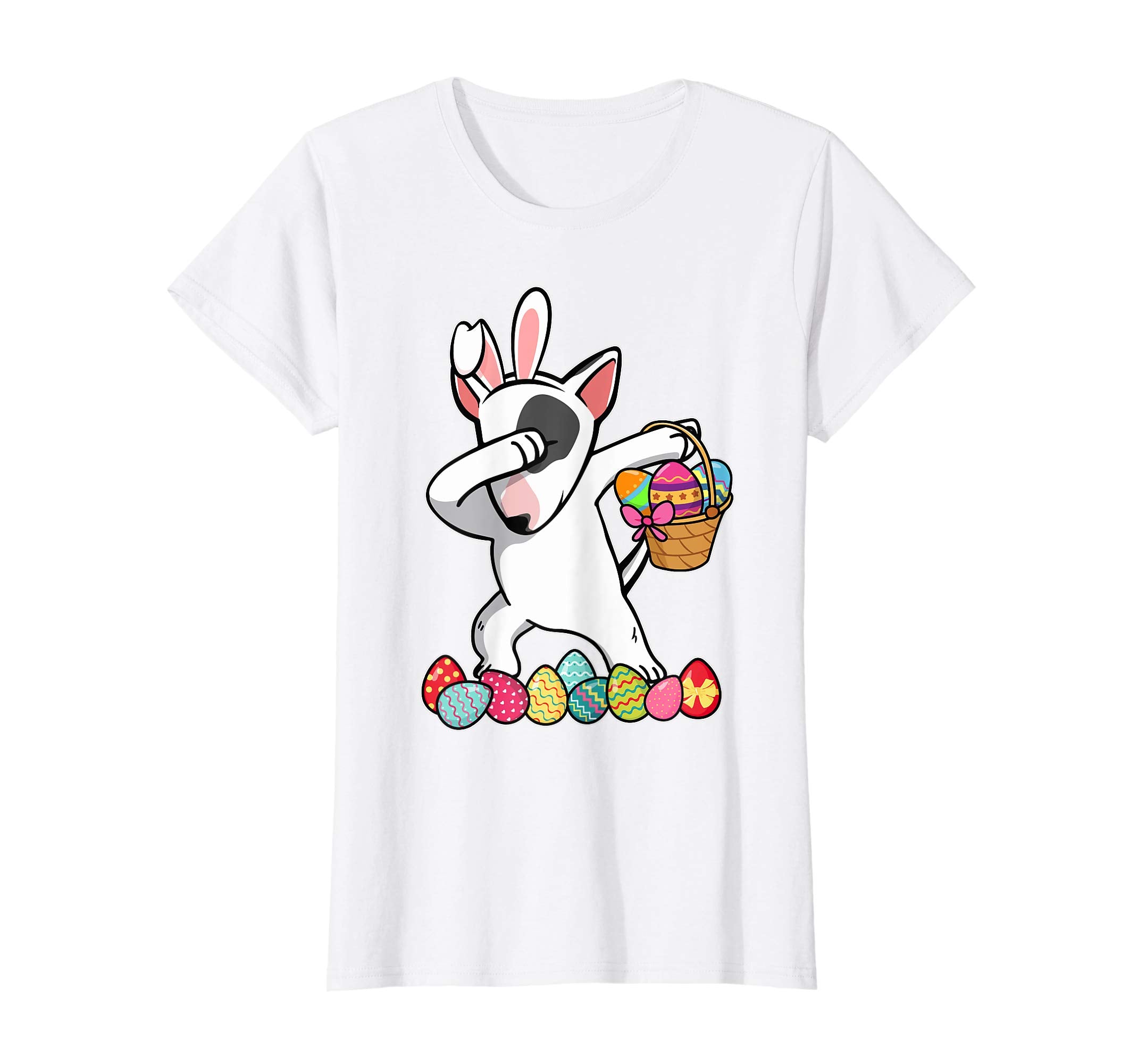 Bull Terrier Dabbing Easter Bunny Egg Basket Hunting T-Shirt