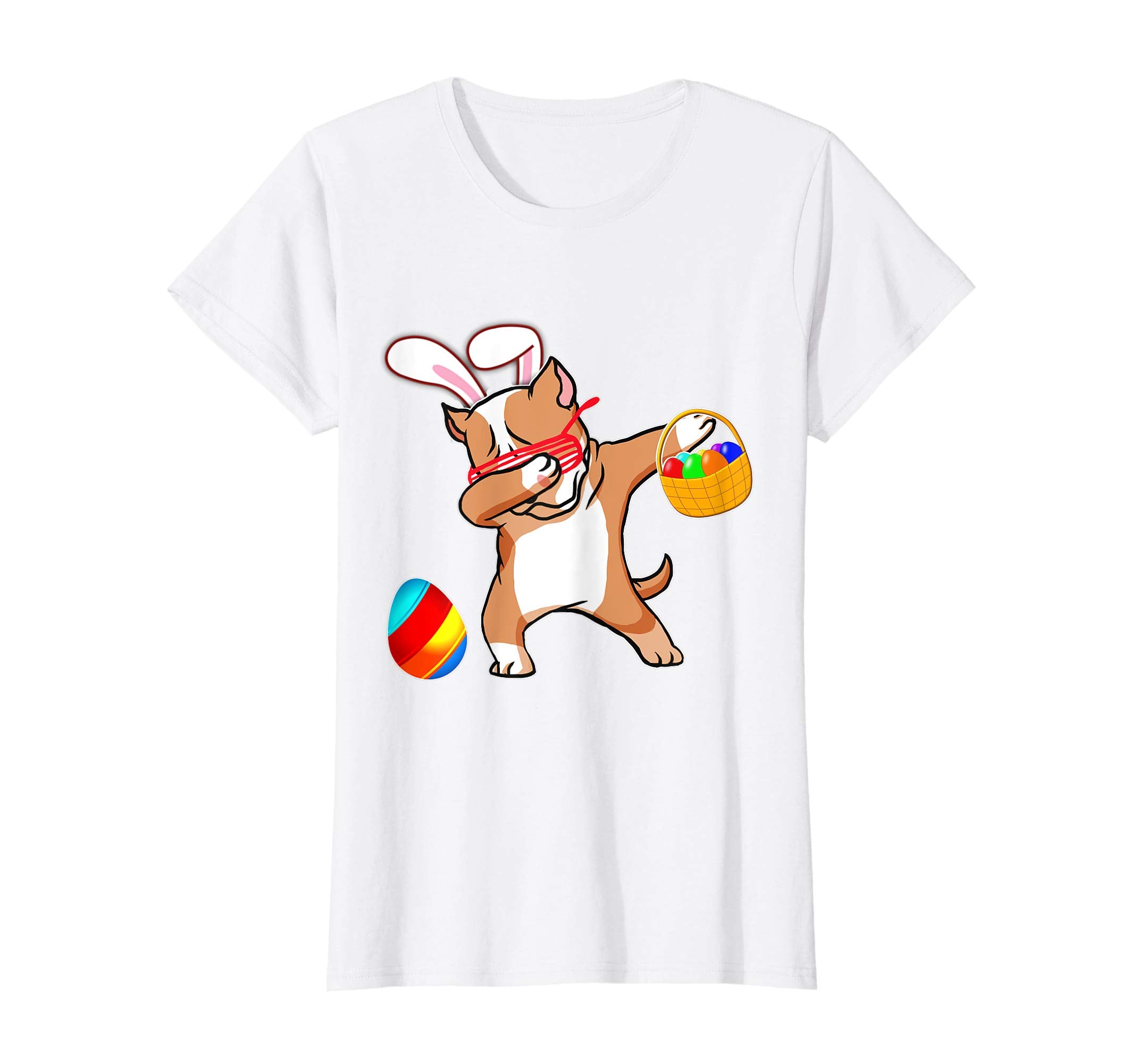 Easter Bunny Dabbing Pitbull Dog Tshirt Easter Egg Basket