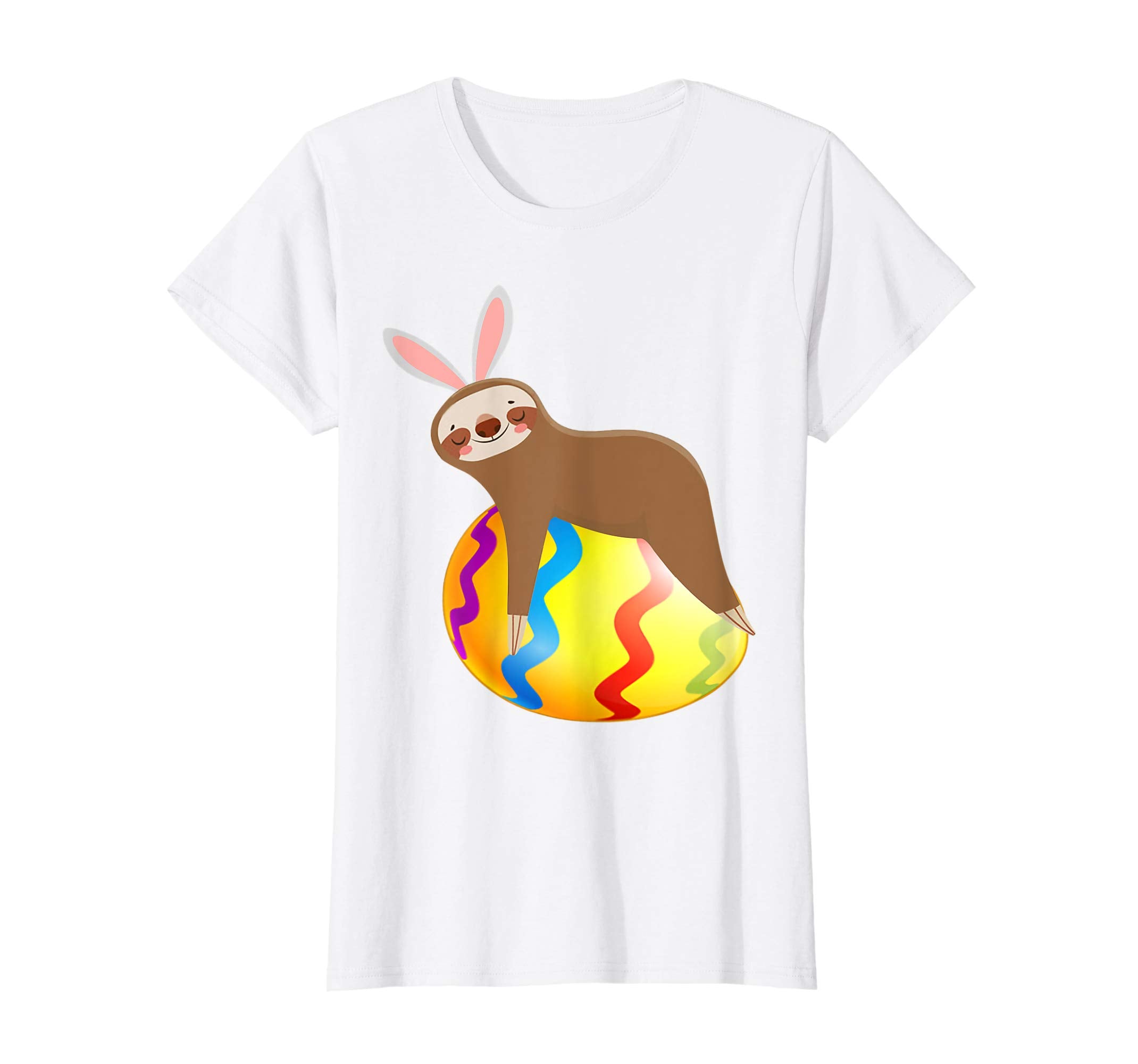 Funny Sloth Easter Day Bunny Ear Egg Easter Shirt Boys Girls