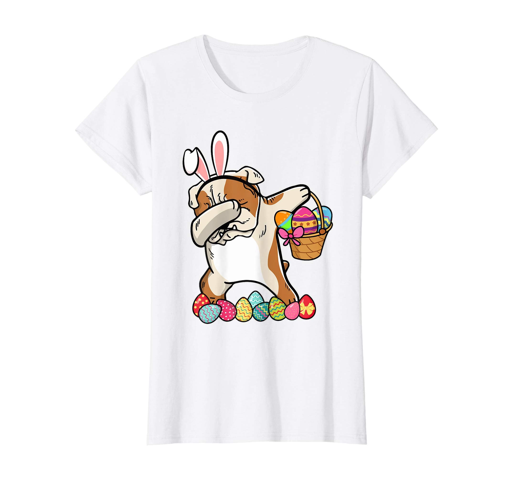 Bulldog Dab Dabbing Dressed Easter Bunny Egg Basket T-Shirt