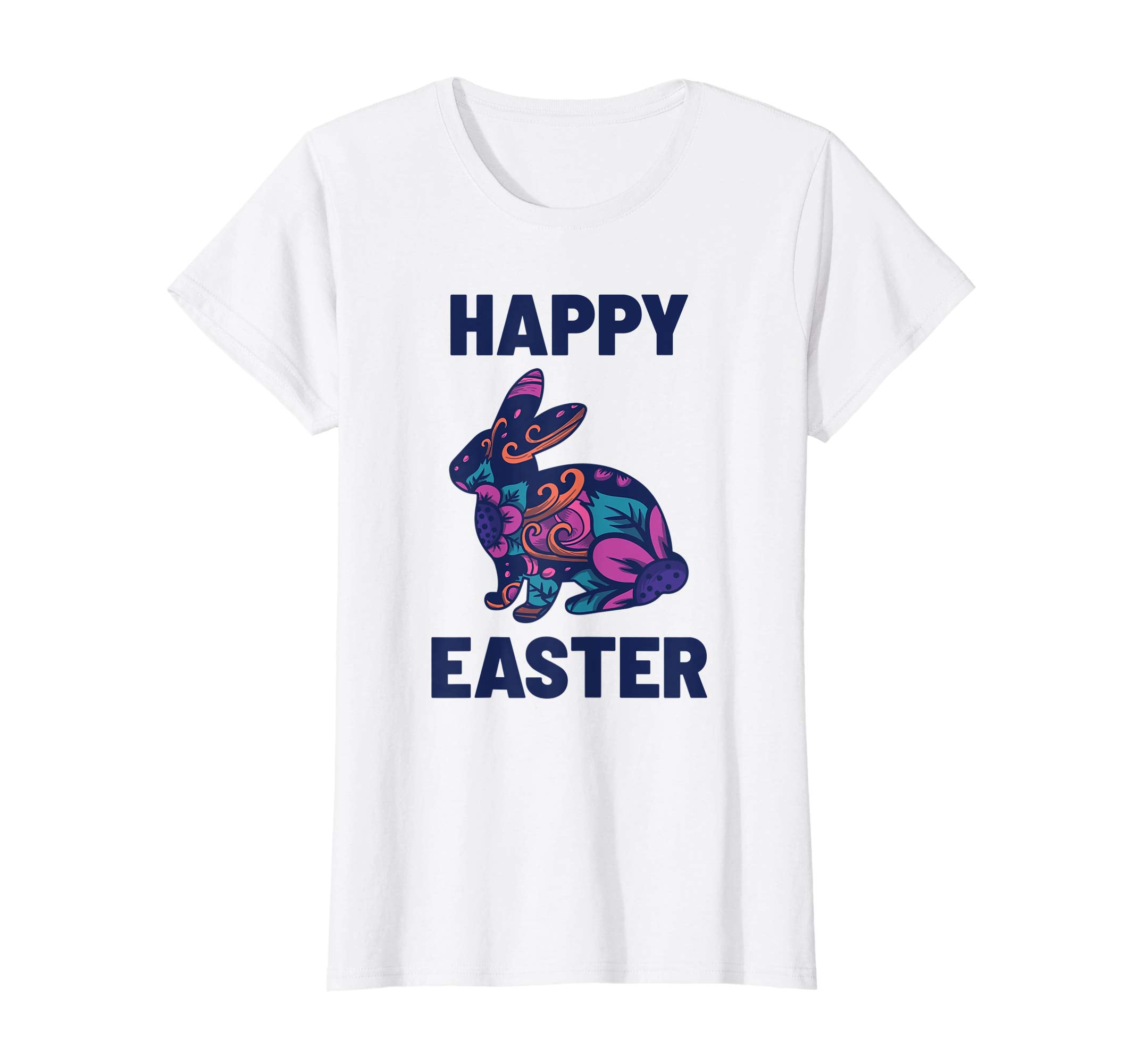 Easter T Shirt with Cute Bunny and Purple Flowers