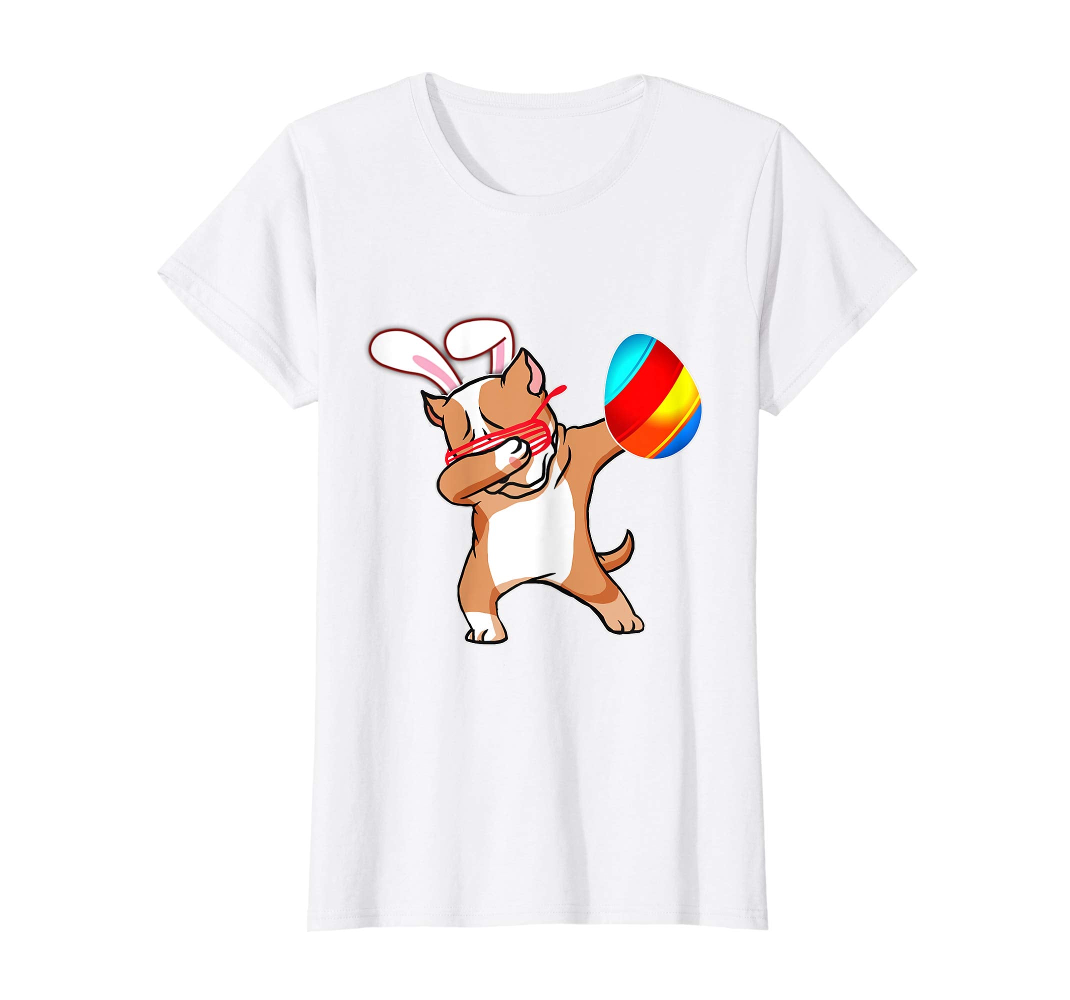 Easter Bunny Dabbing Pitbull Dog Tshirt Egg Ears Animal Gift