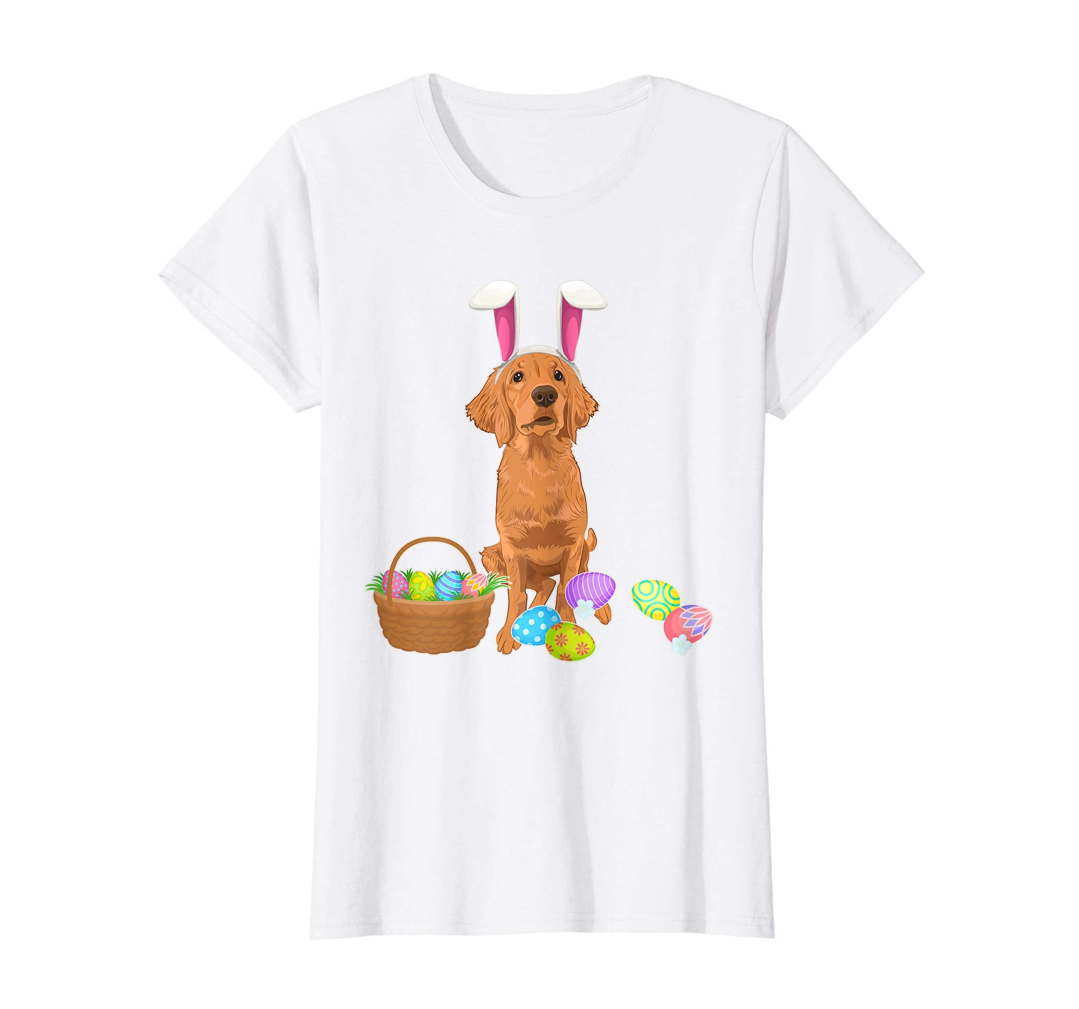 Golden Retriever Bunny Rabbit Hat Easter Eggs Happy Shirt