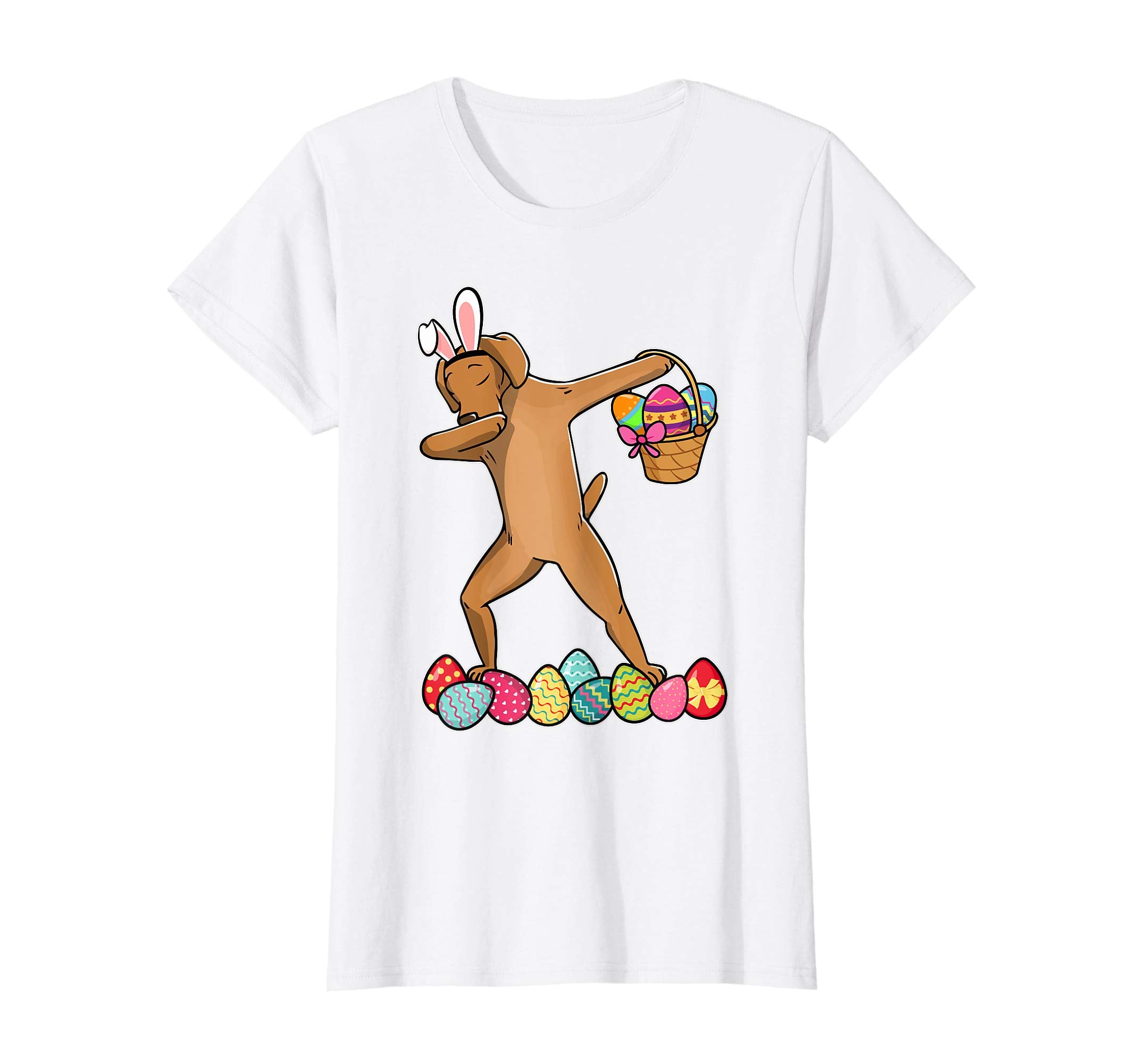 Vizsla Dab Dabbing Dressed Easter Bunny Egg Basket T-Shirt