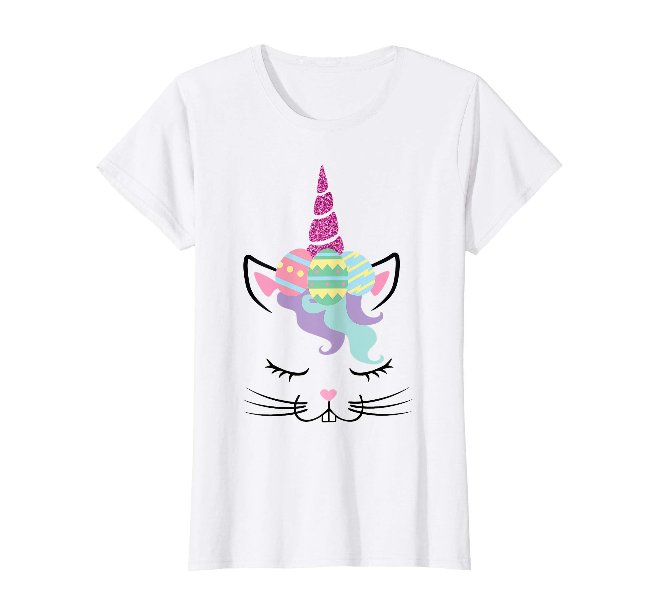Girls Easter T-Shirt Bunny Rabbit Face Unicorn Shirt Gift