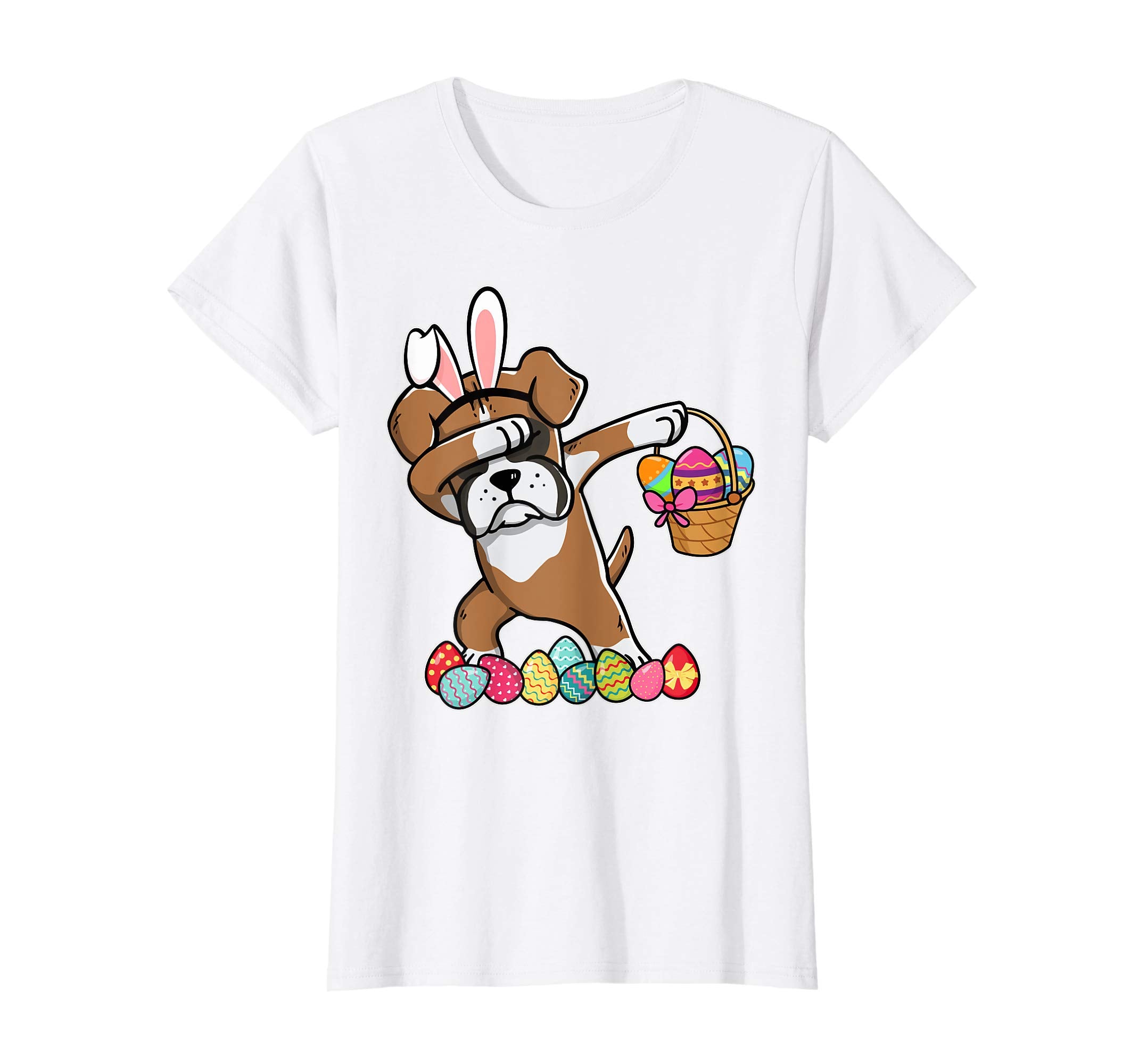 Boxer Dab Dabbing Dressed Easter Bunny Egg Basket T-Shirt