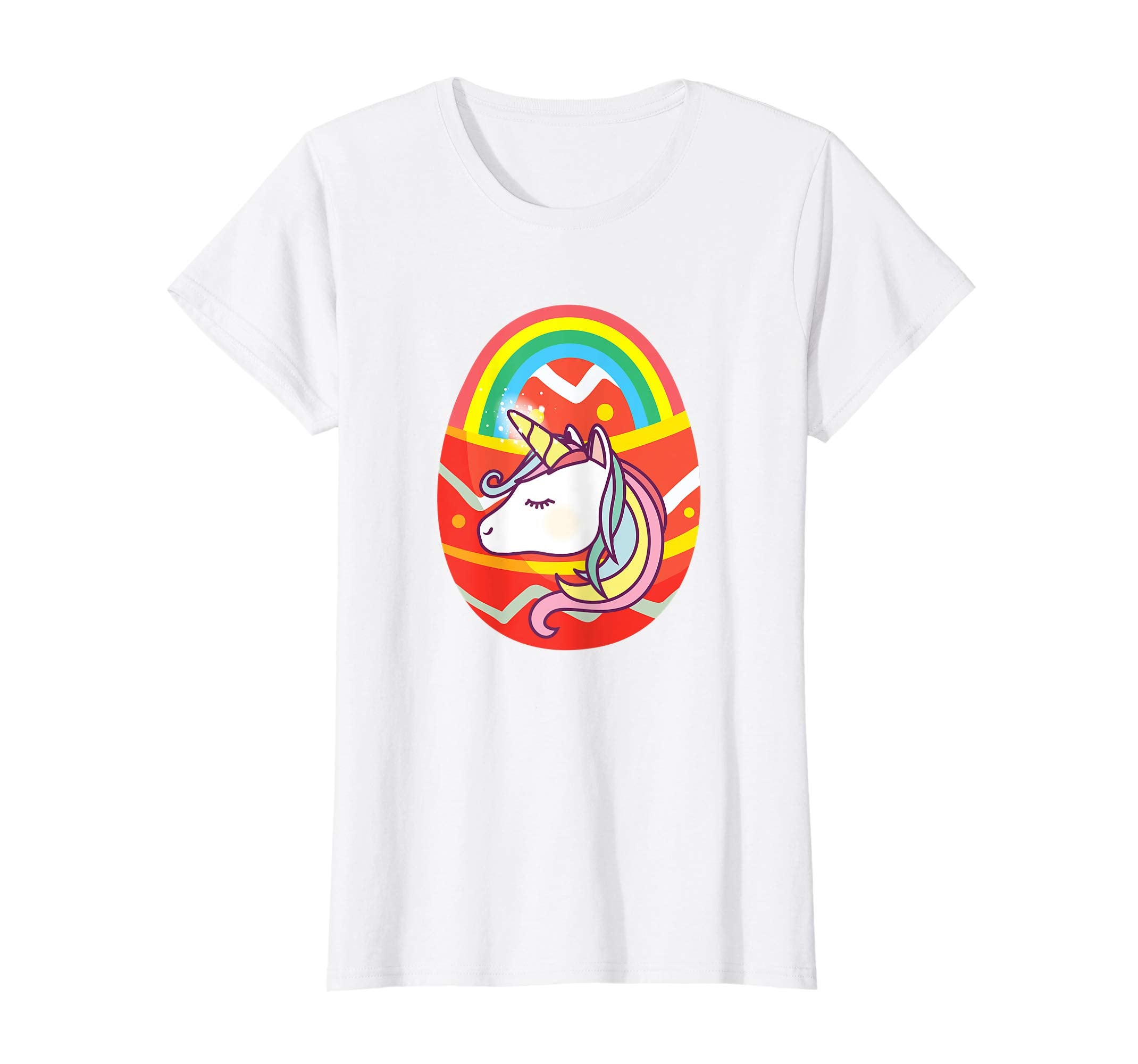 Cute Unicorn Rainbow Easter Bunny Egg T-Shirt for Kids Girls