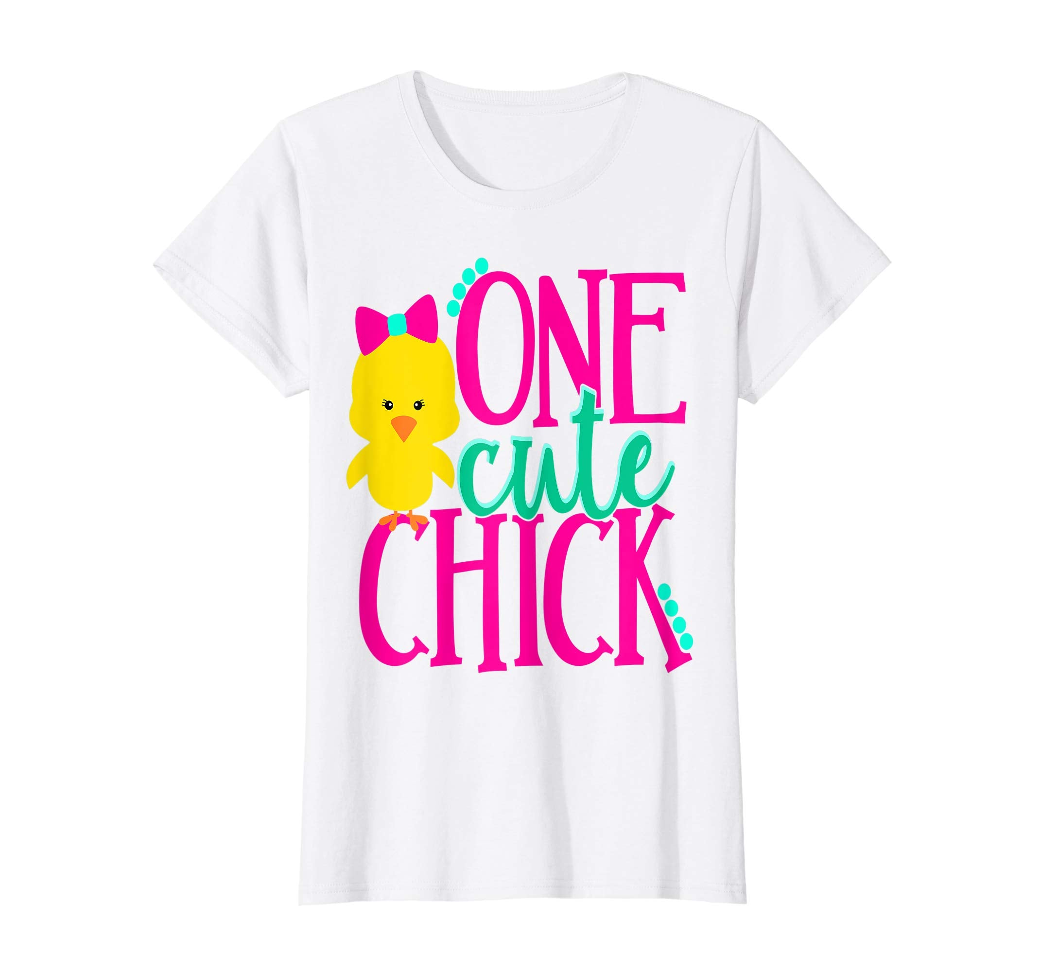 Girls Easter Shirt Kids One Cute Chick Spring Pink School