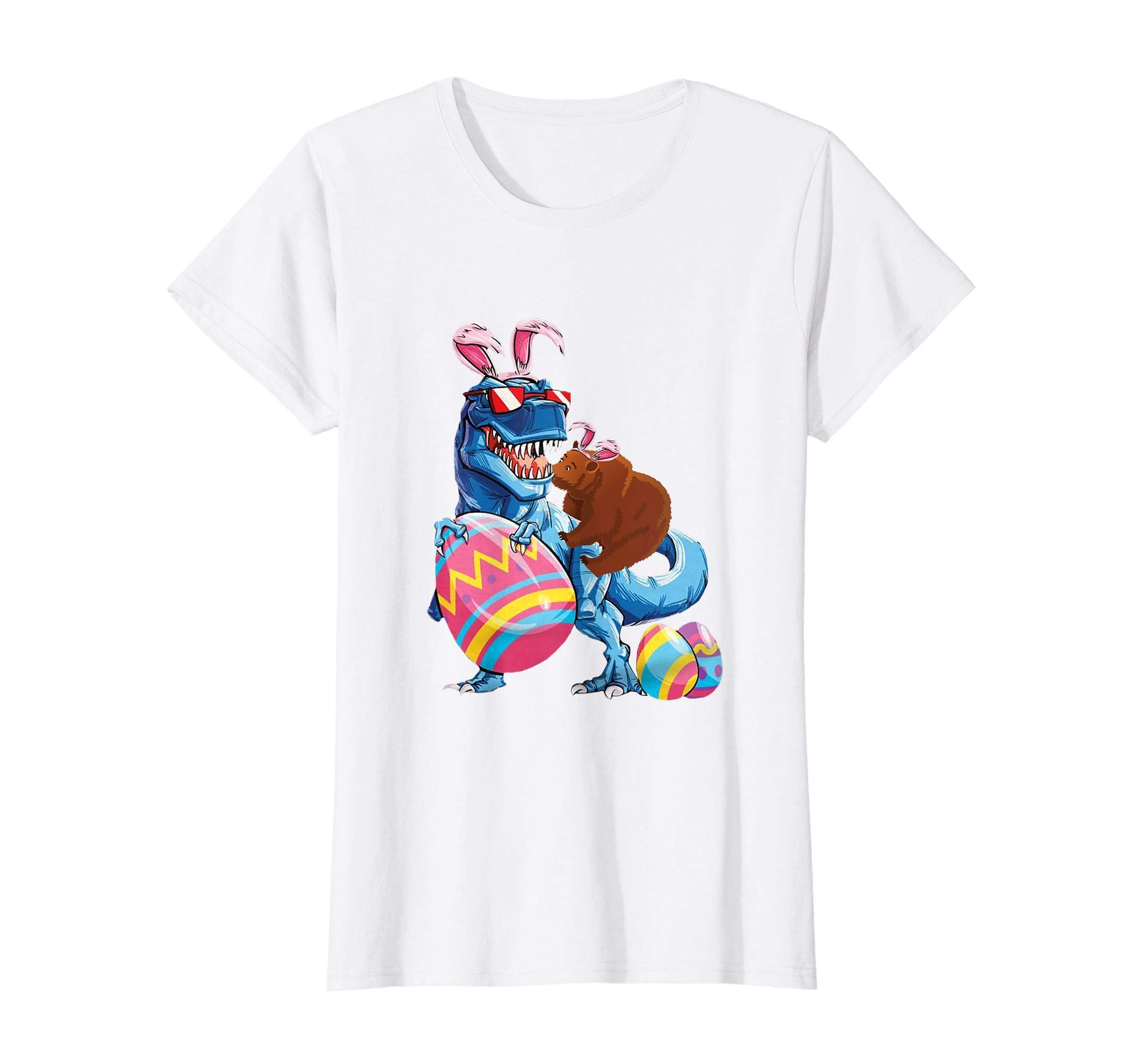 Bear Easter Riding Dinousaus Easter Bunny Lover Gift T-Shirt
