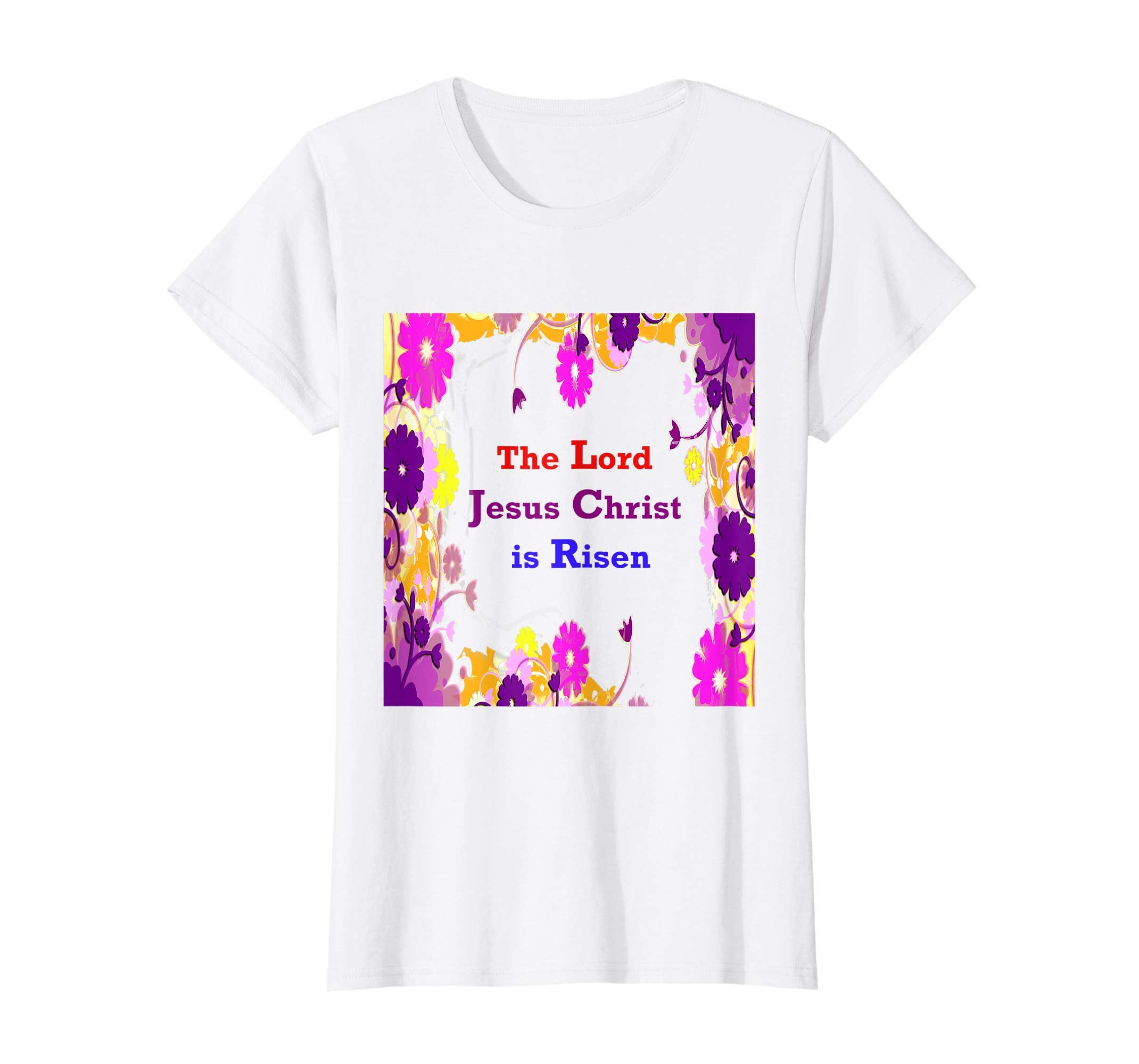 Jesus Christ He is Risen Floral Happy Easter Tshirt Tee