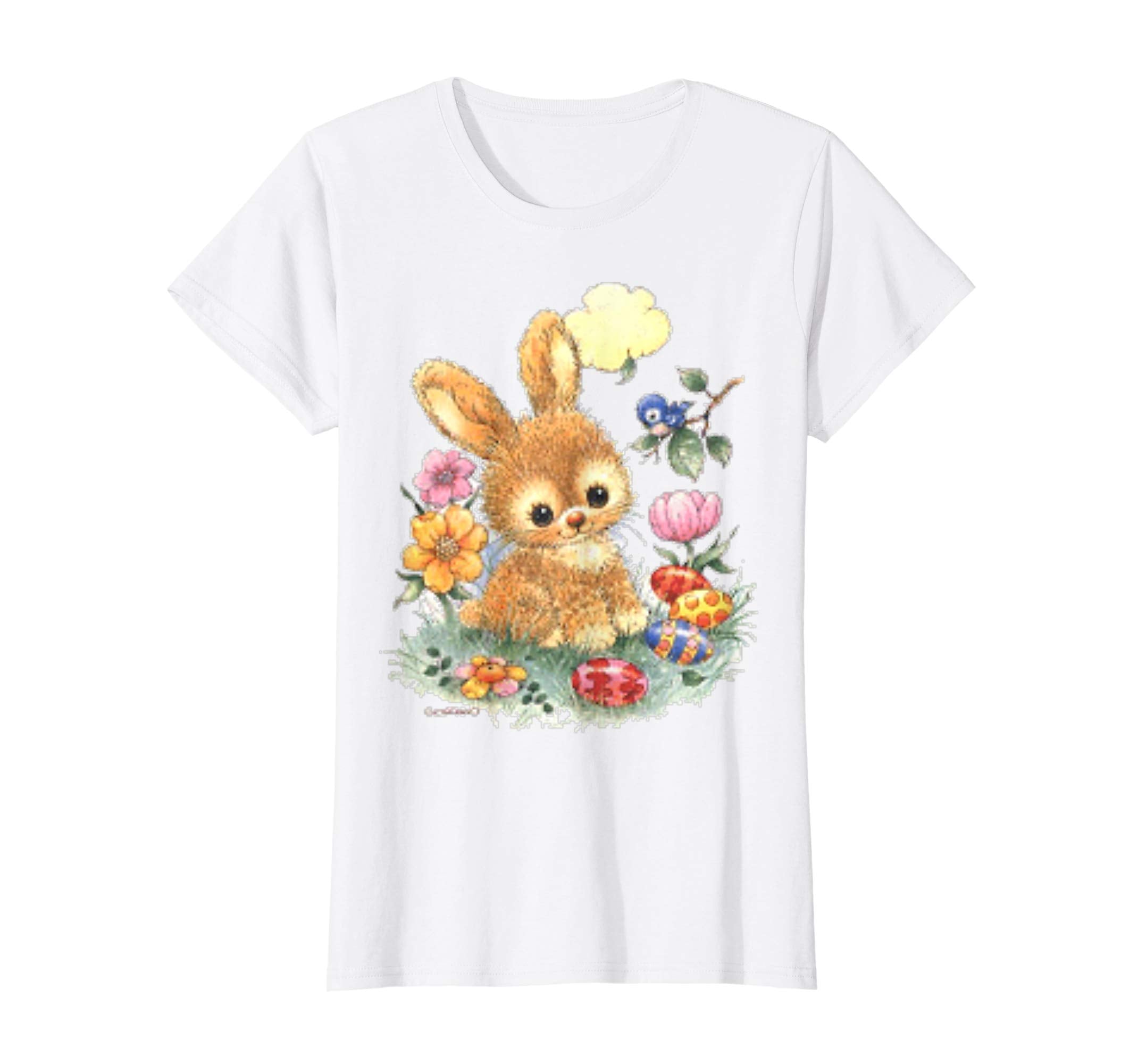 Cute Easter Bunny with Flowers and Eggs Standard T Shirts