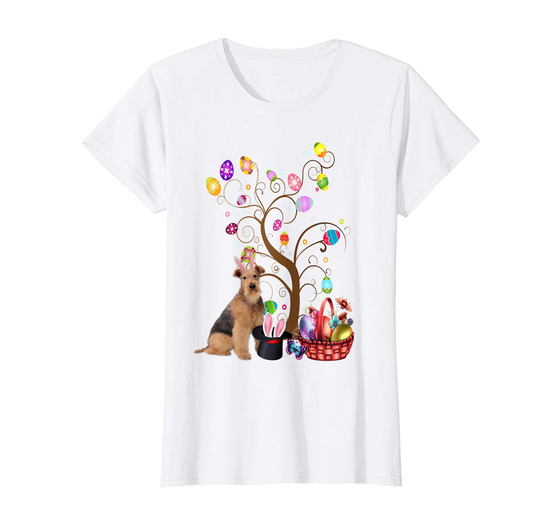 Bunny Airedale Terrier Dog Easter Day Hunting Egg T-Shirt