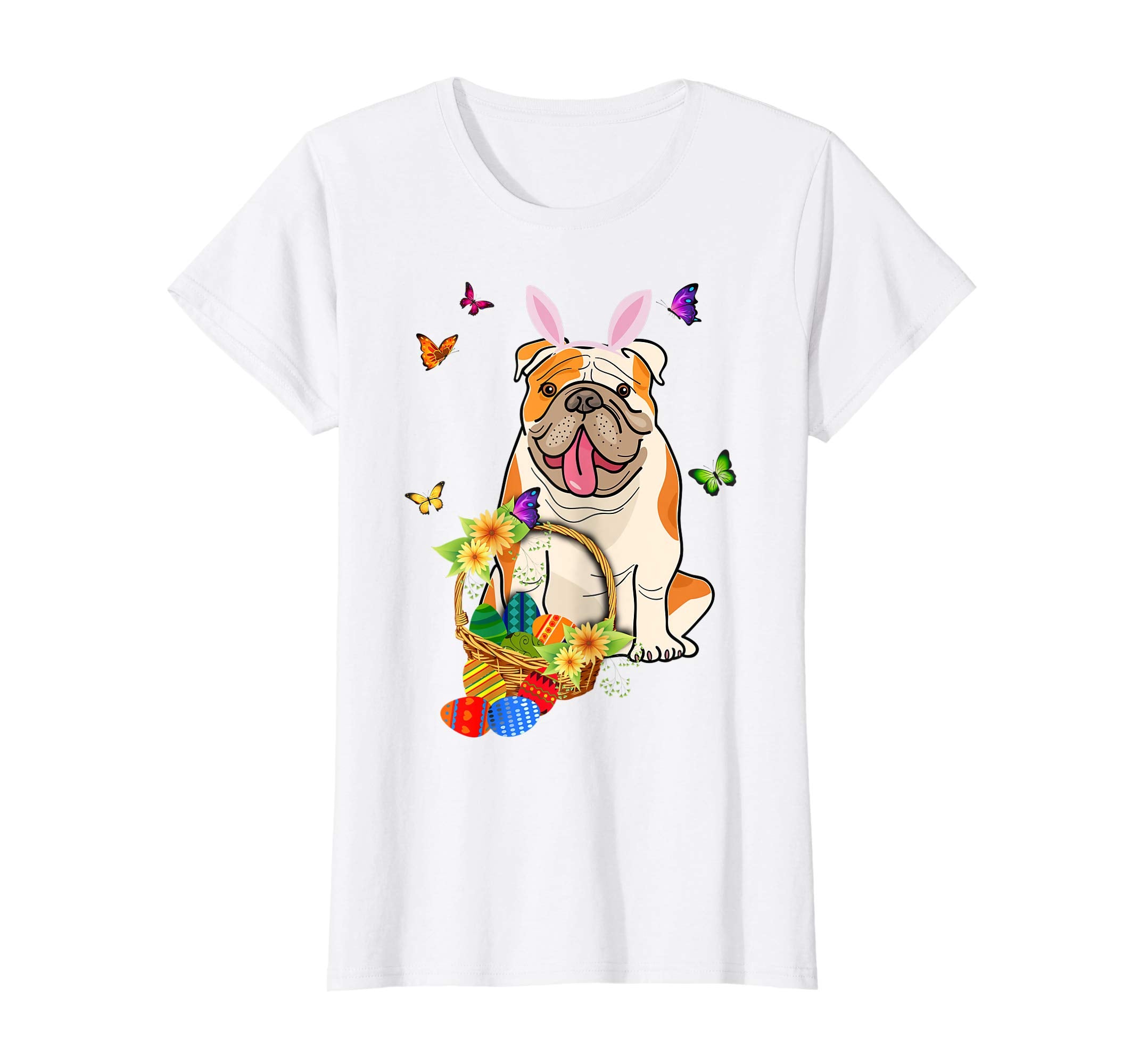Bulldog Bunny Hat Rabbit Easter Eggs Shirt