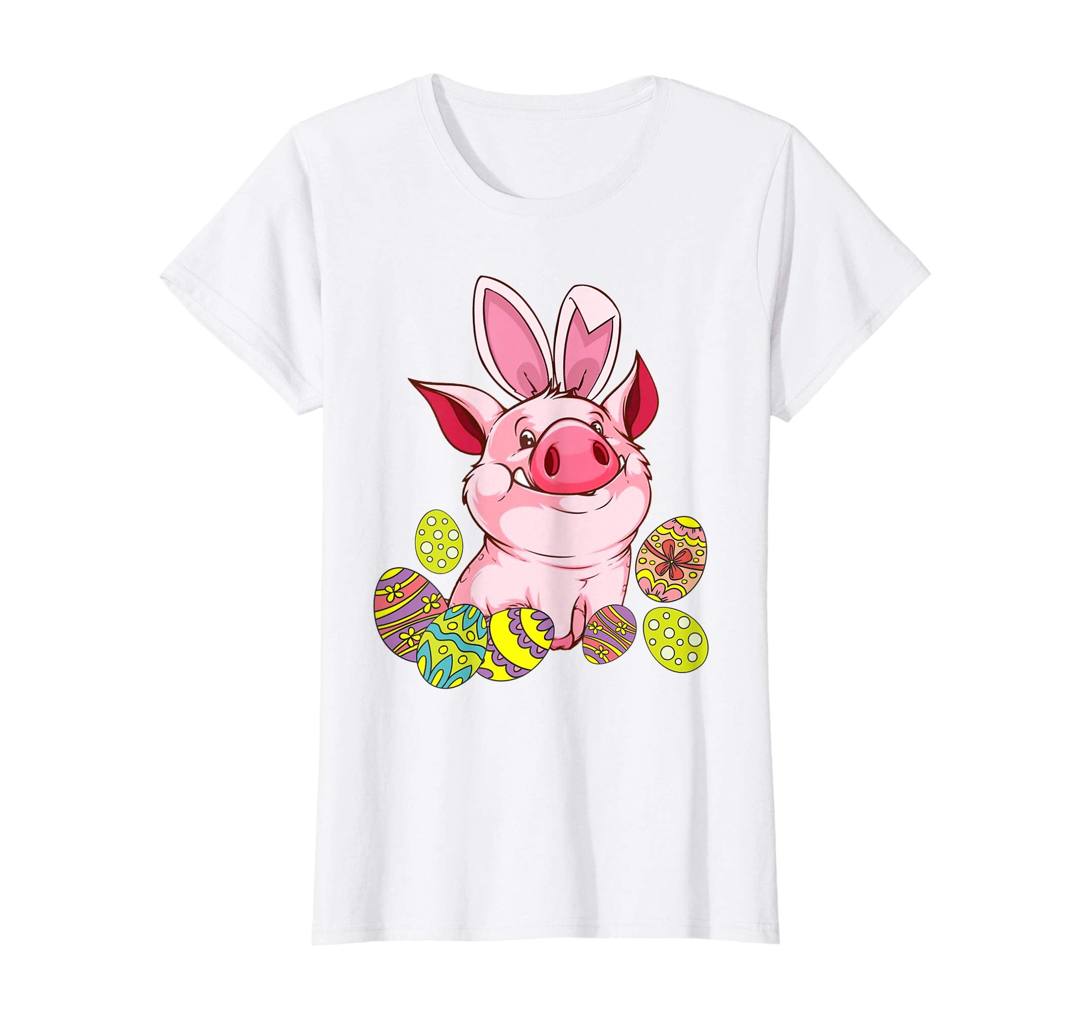 Pig And Bunny Rabbit Hat Playing Easter Eggs Happy Day Shirt