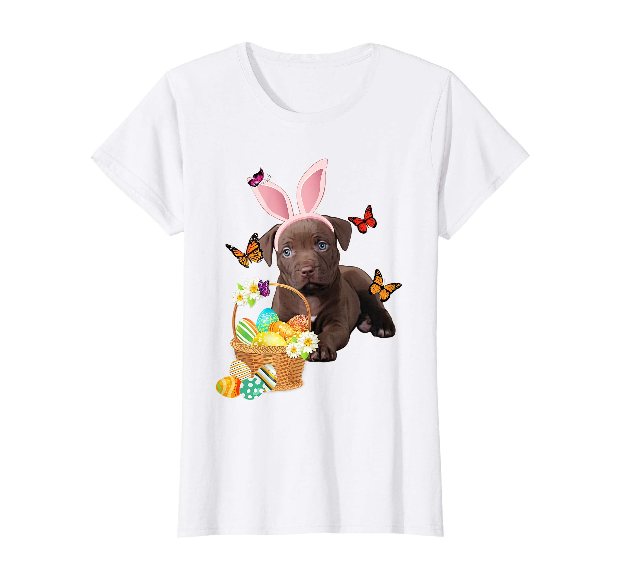 Pitbull Baby Bunny Hat Rabbit Easter Eggs Shirt