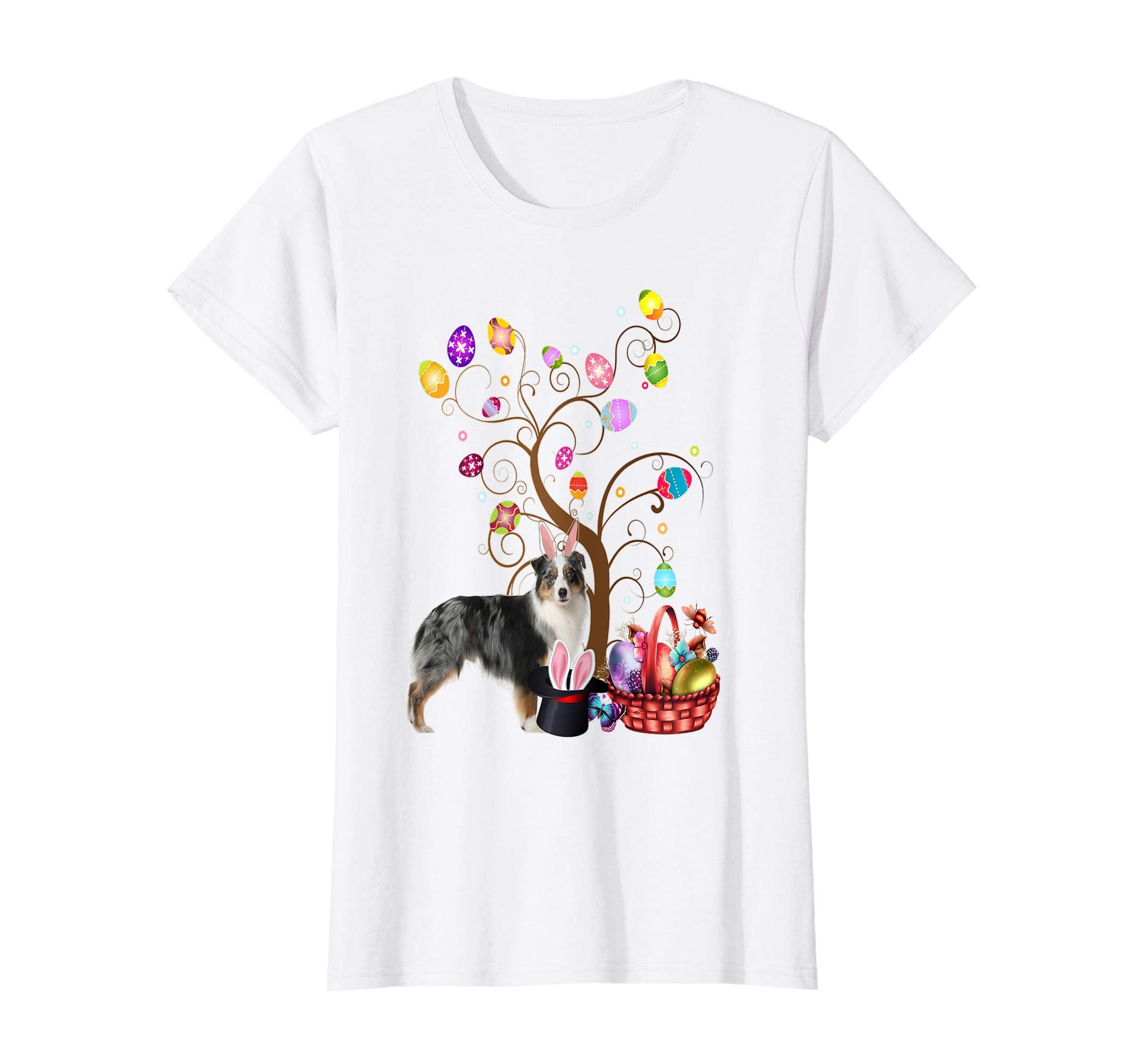 Bunny Australian Shepherd Dog Easter Day Hunting Egg T-Shirt