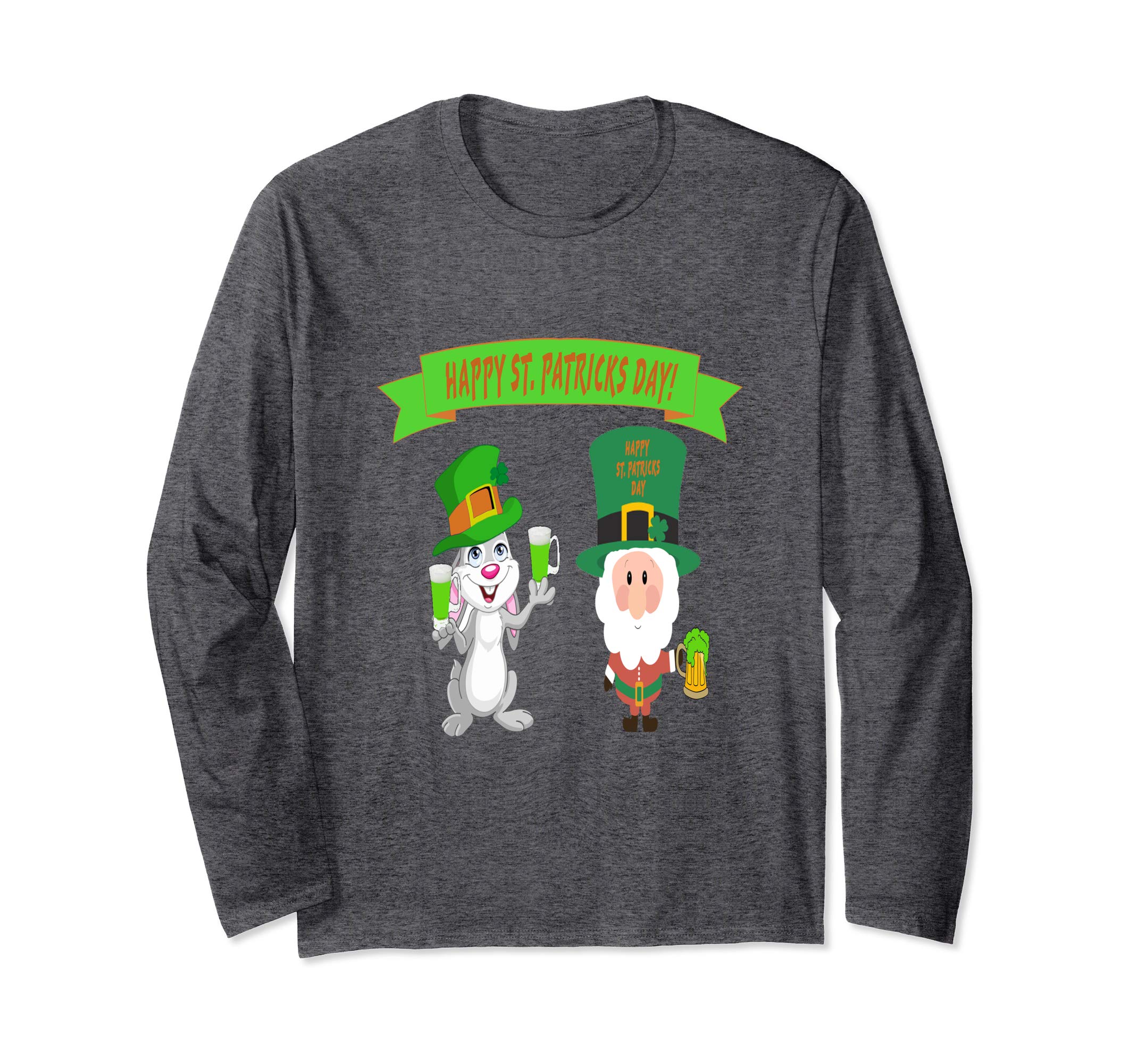 St. Patricks Day Santa &amp; Easter bunny long sleeve shirt