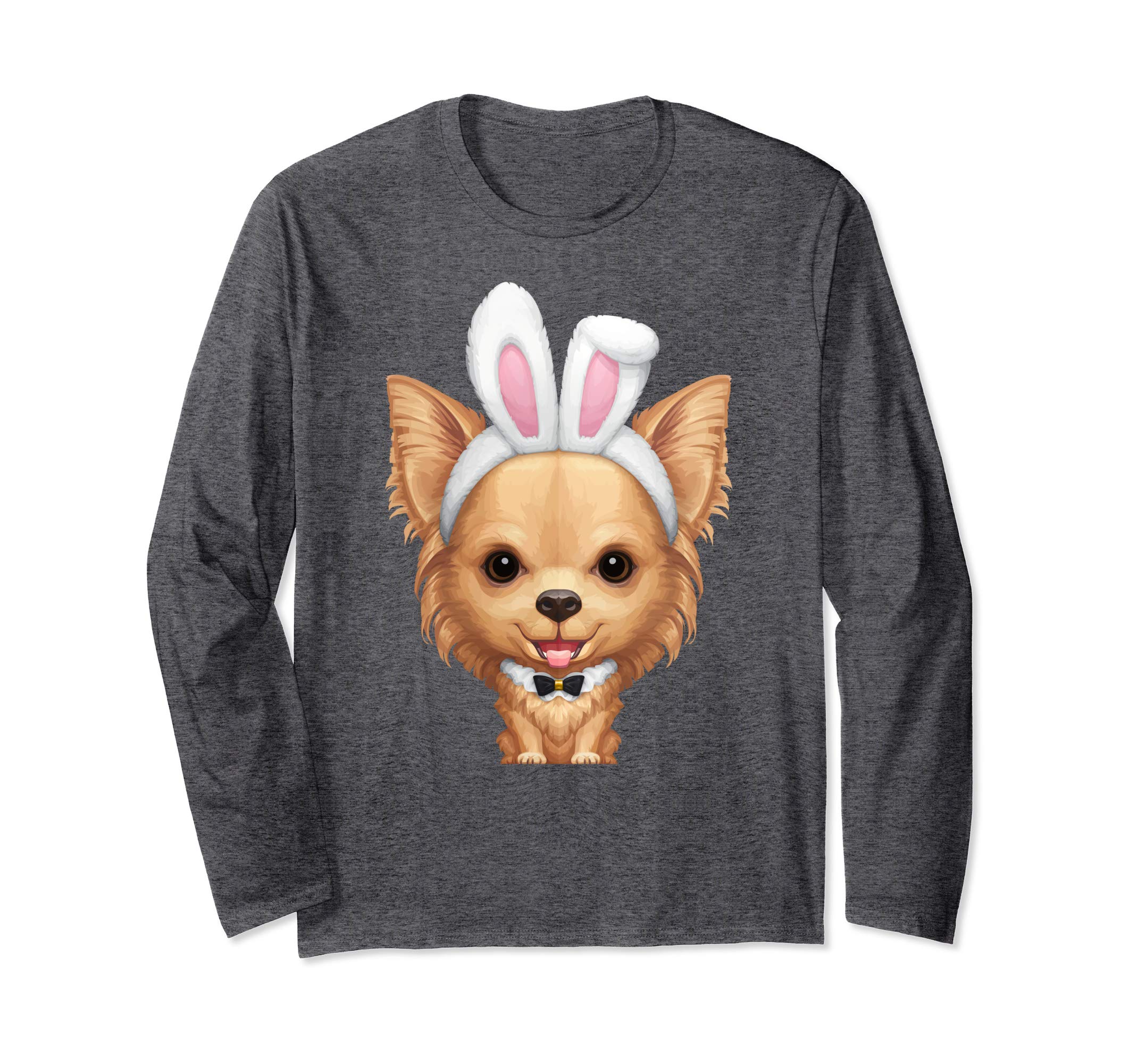 Fawn Long Coat Chihuahua Easter Bunny Long Sleeve T-Shirt