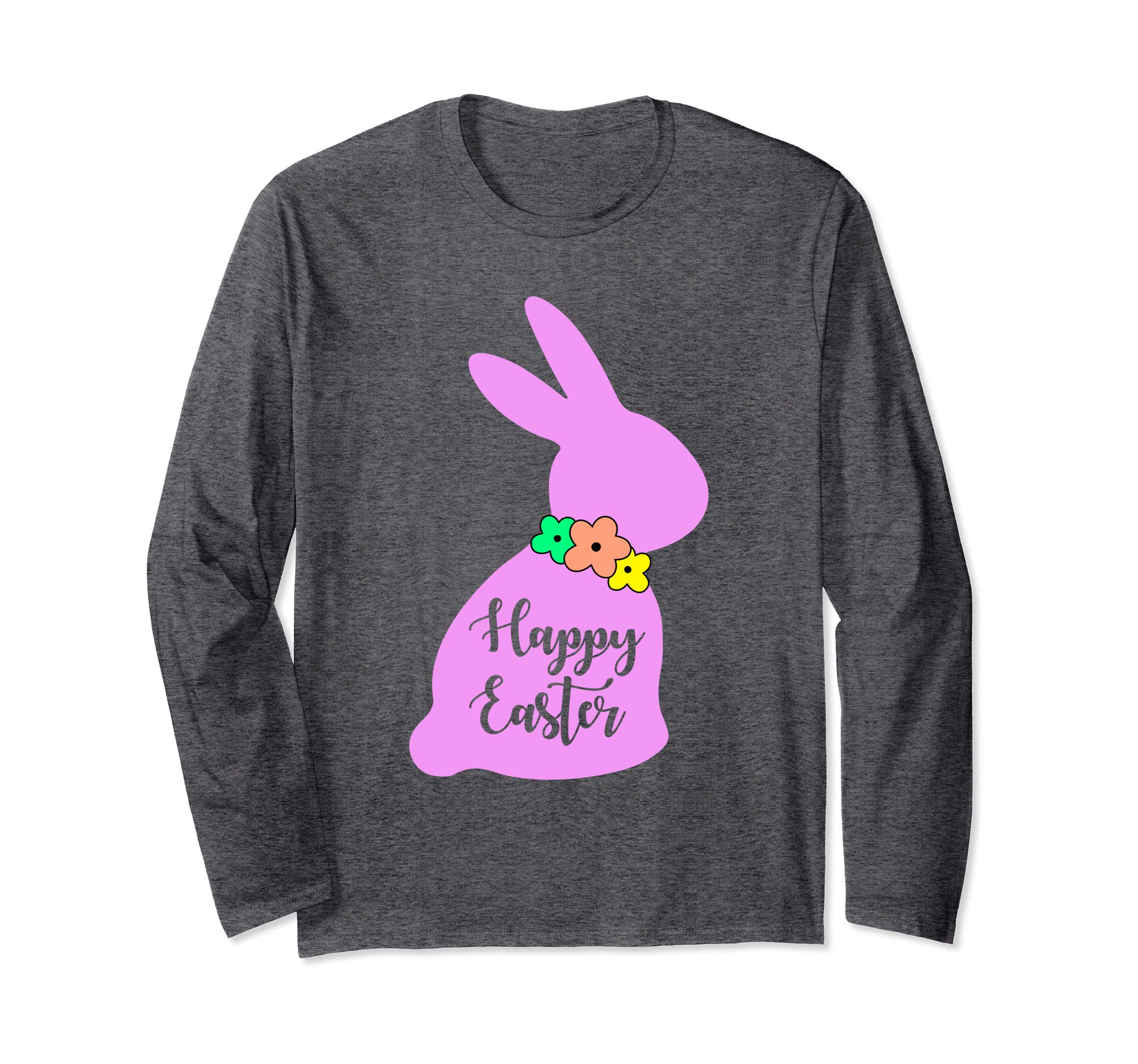 Happy Easter Bunny Silhouette Bow Long Sleeve T Shirt Gift