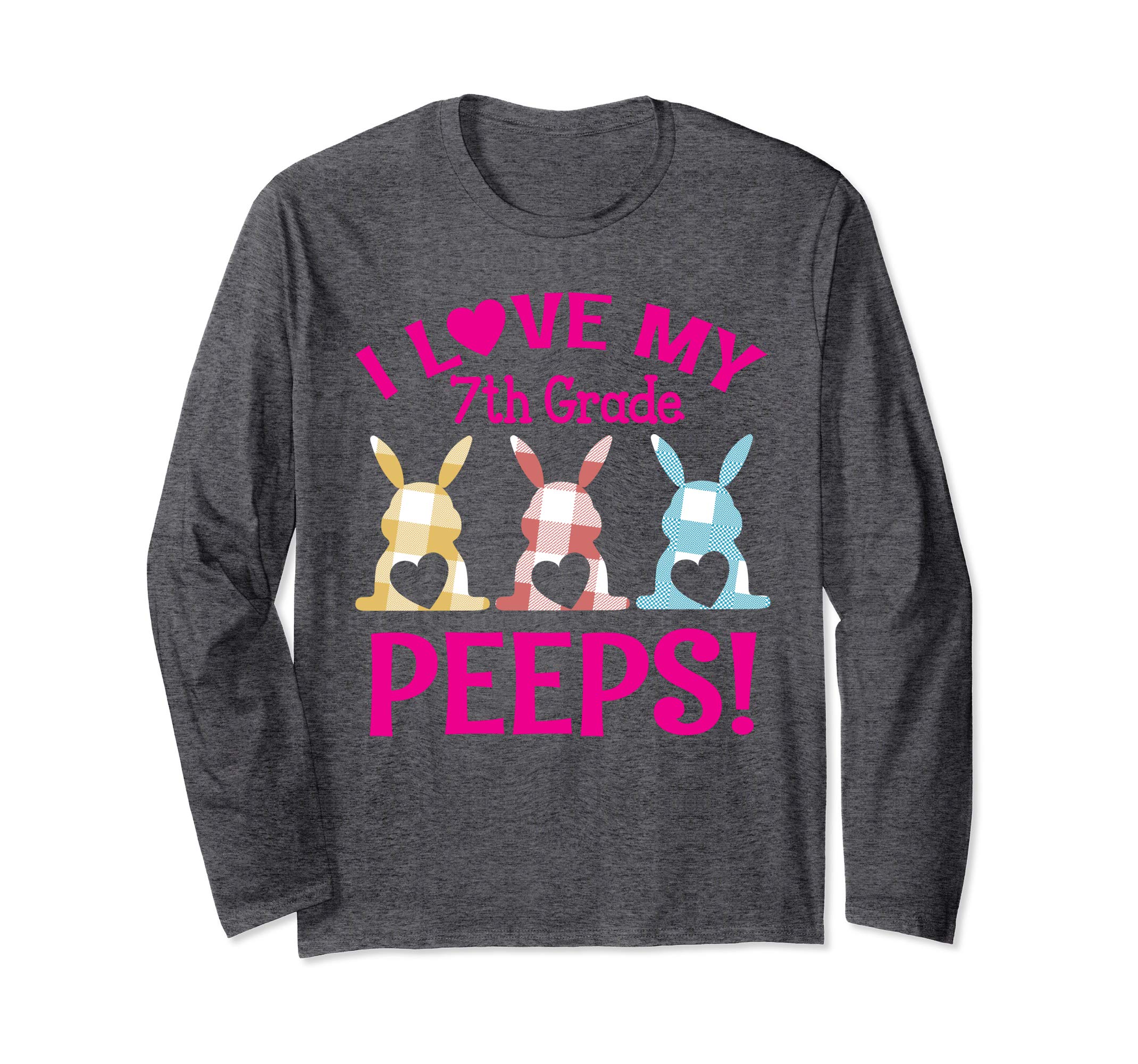 I Love My 7th Grade Peeps Bunnies Teacher Easter Retro Shirt