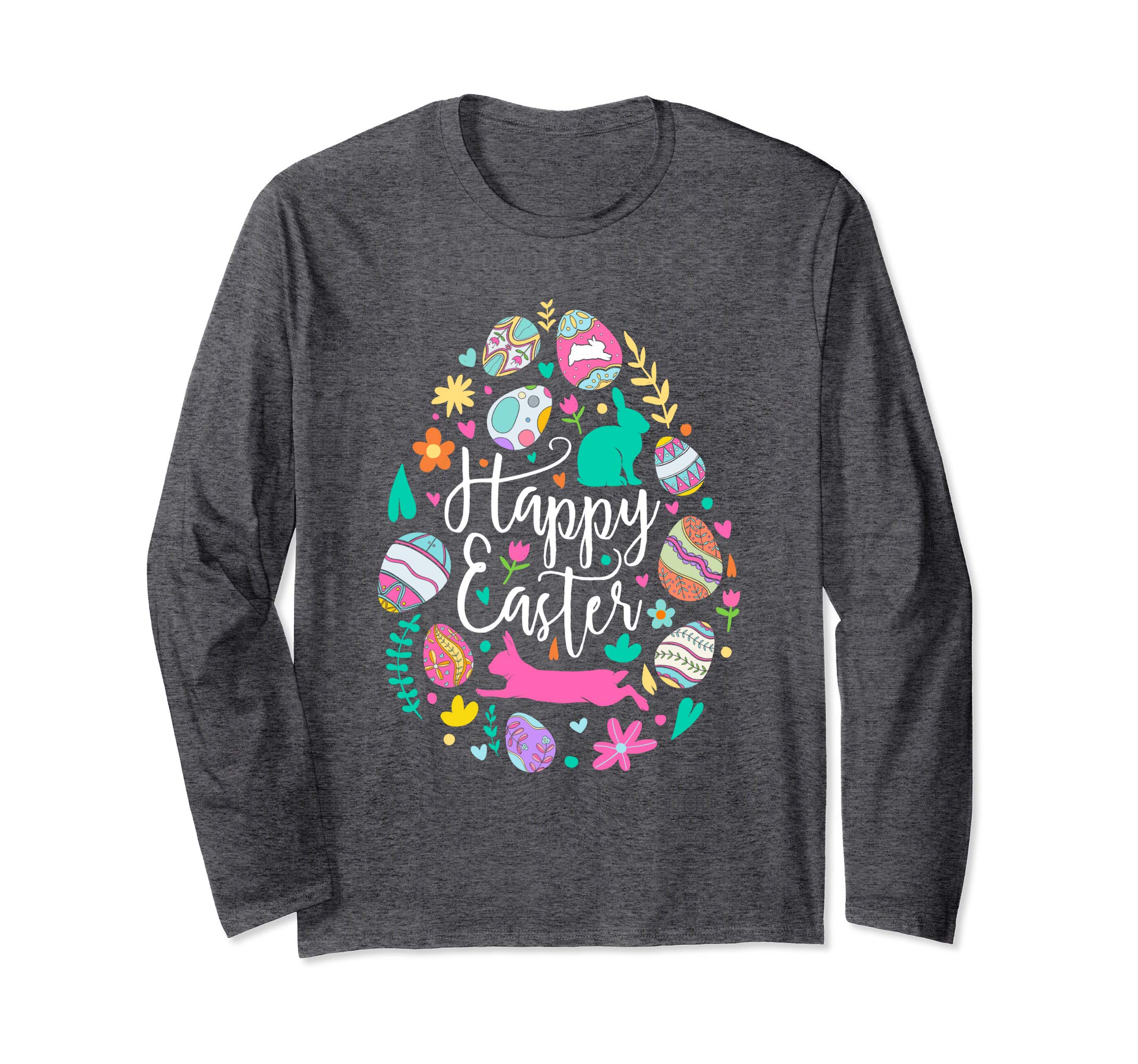Happy Easter Bunny Silhouette Heart Long Sleeve T Shirt Gift