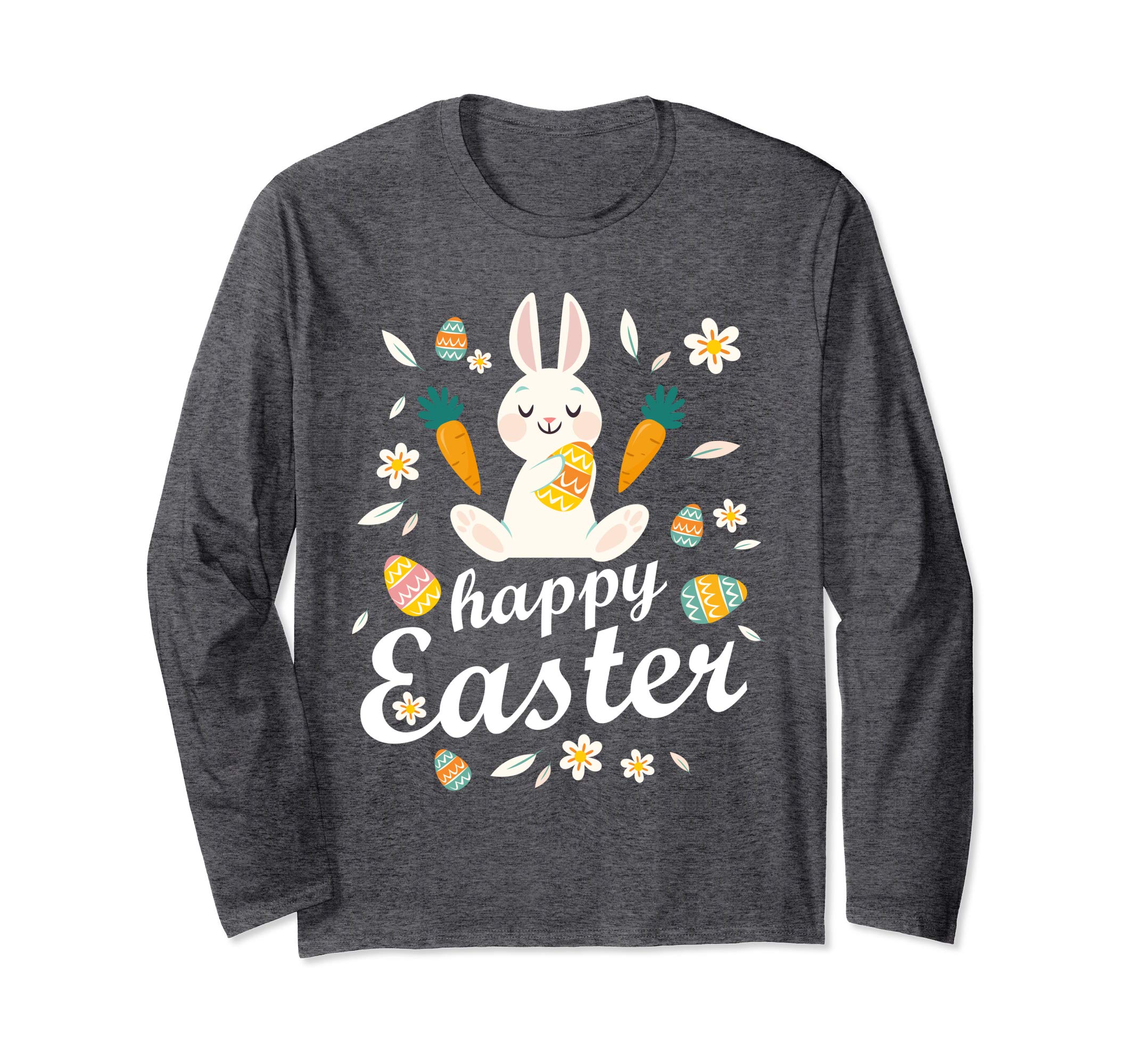 Bunny Dancing With Easter Eggs Carrot Flowers Happy Shirt