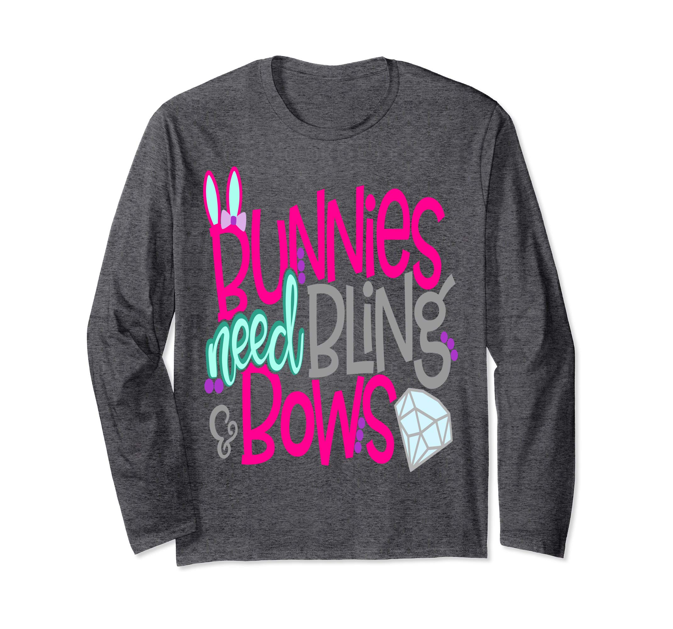 Bunnies Need Bling and Bows Cute Easter Bunny Shirt Girls