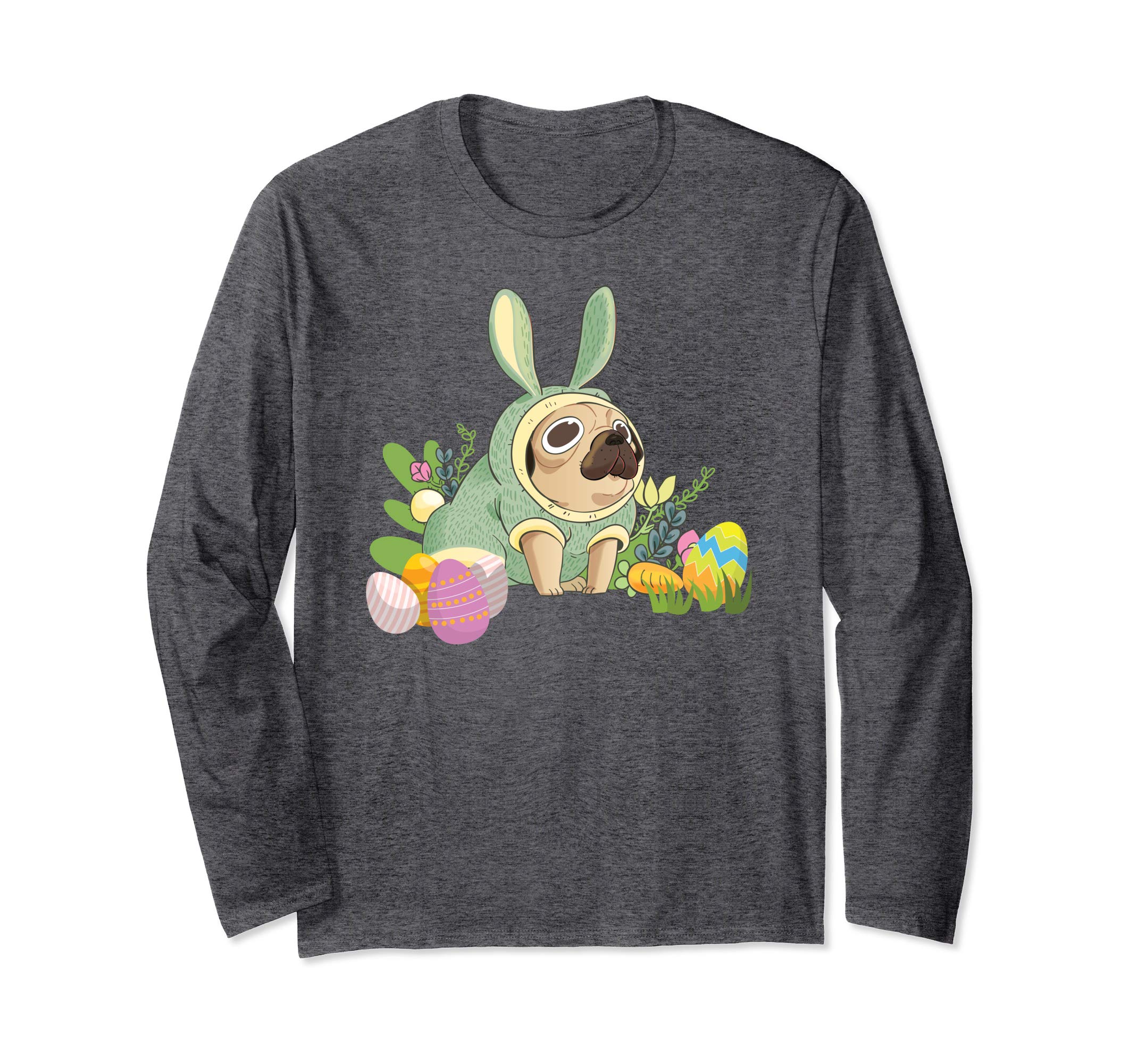 Bunny Pug Dog Easter Day Dog Lovers T-Shirt Egg Hunting