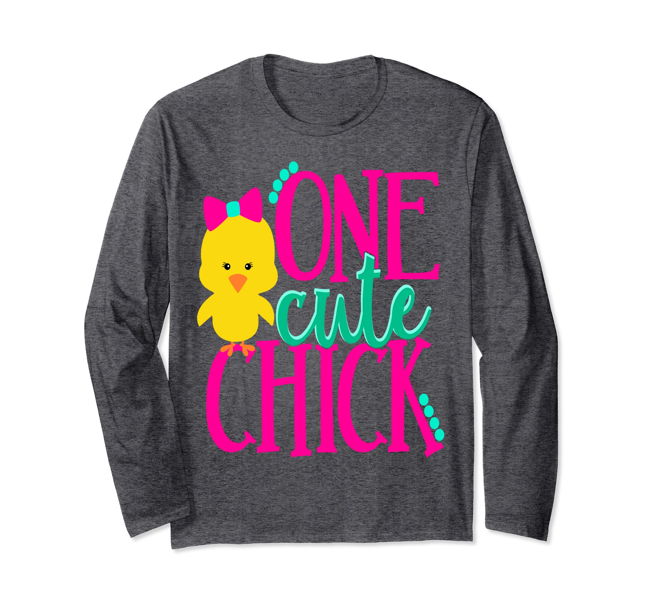 Girls Easter Shirt Kids One Cute Chick Spring Pink School