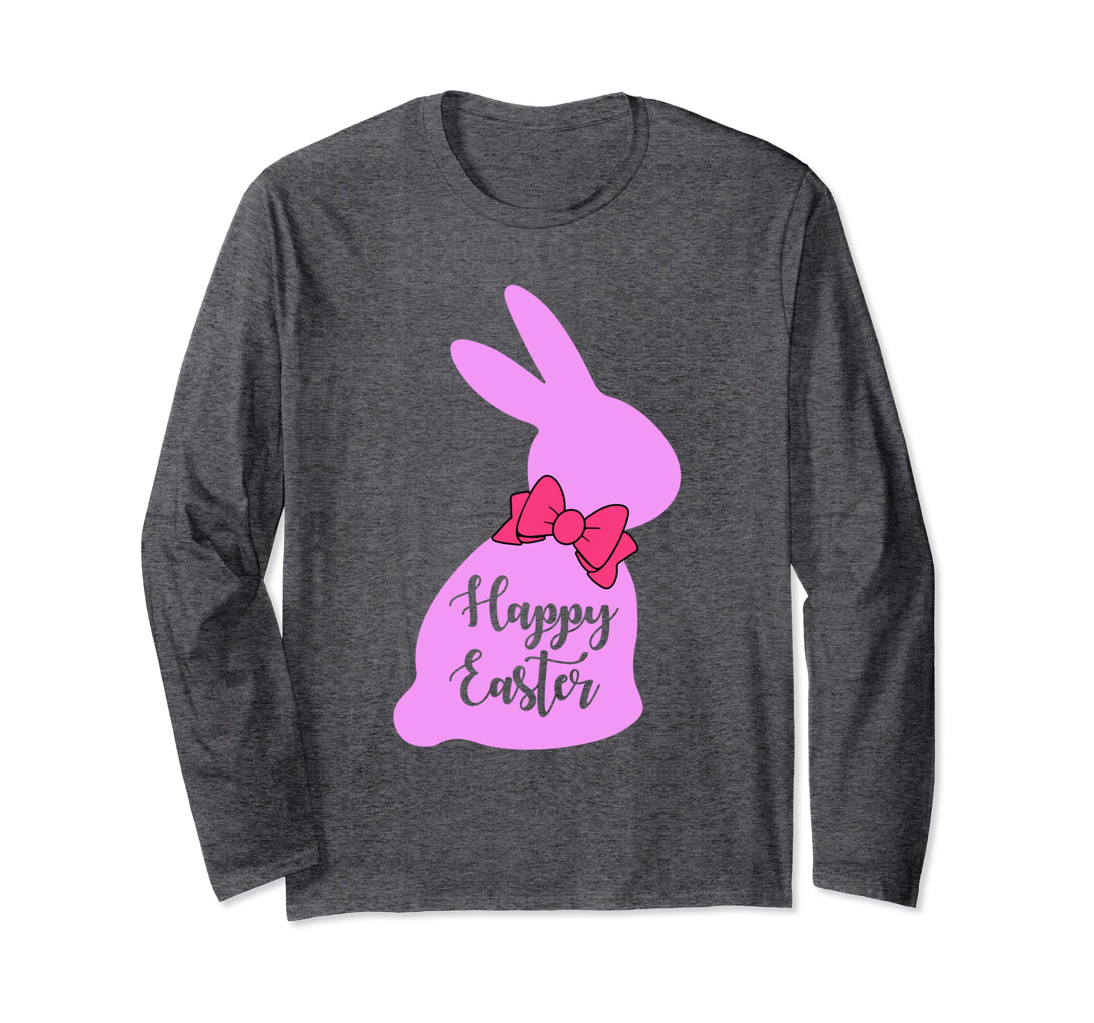 Happy Easter Bunny Silhouette Bow Long Sleeve T Shirt Gift
