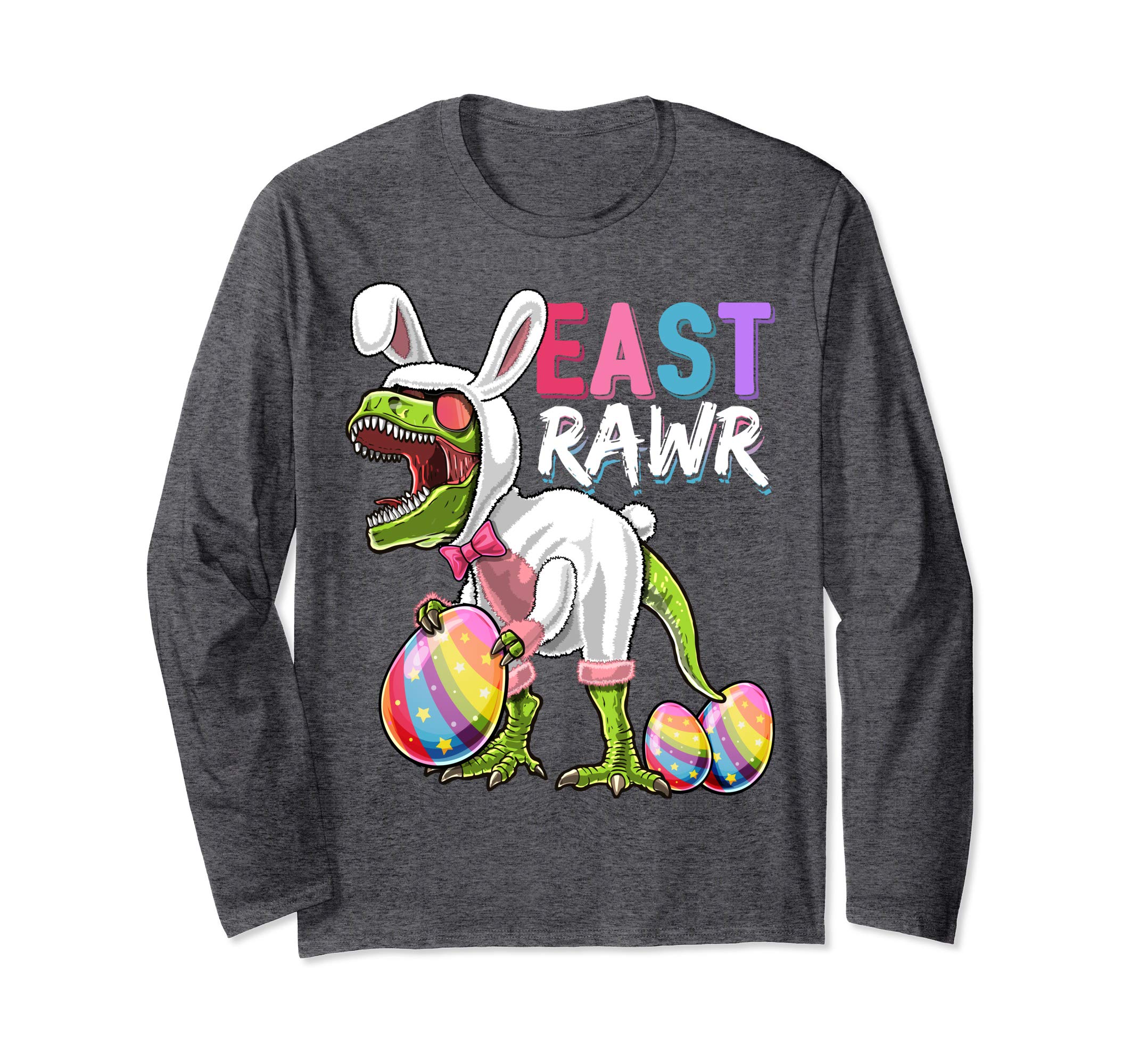 Happy Easter T Rex Dinosaur Easter Bunny Egg Shirt Men