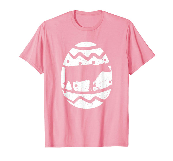 Vintage Cow Happy Easter Egg T-Shirt Bunny Easter Gift