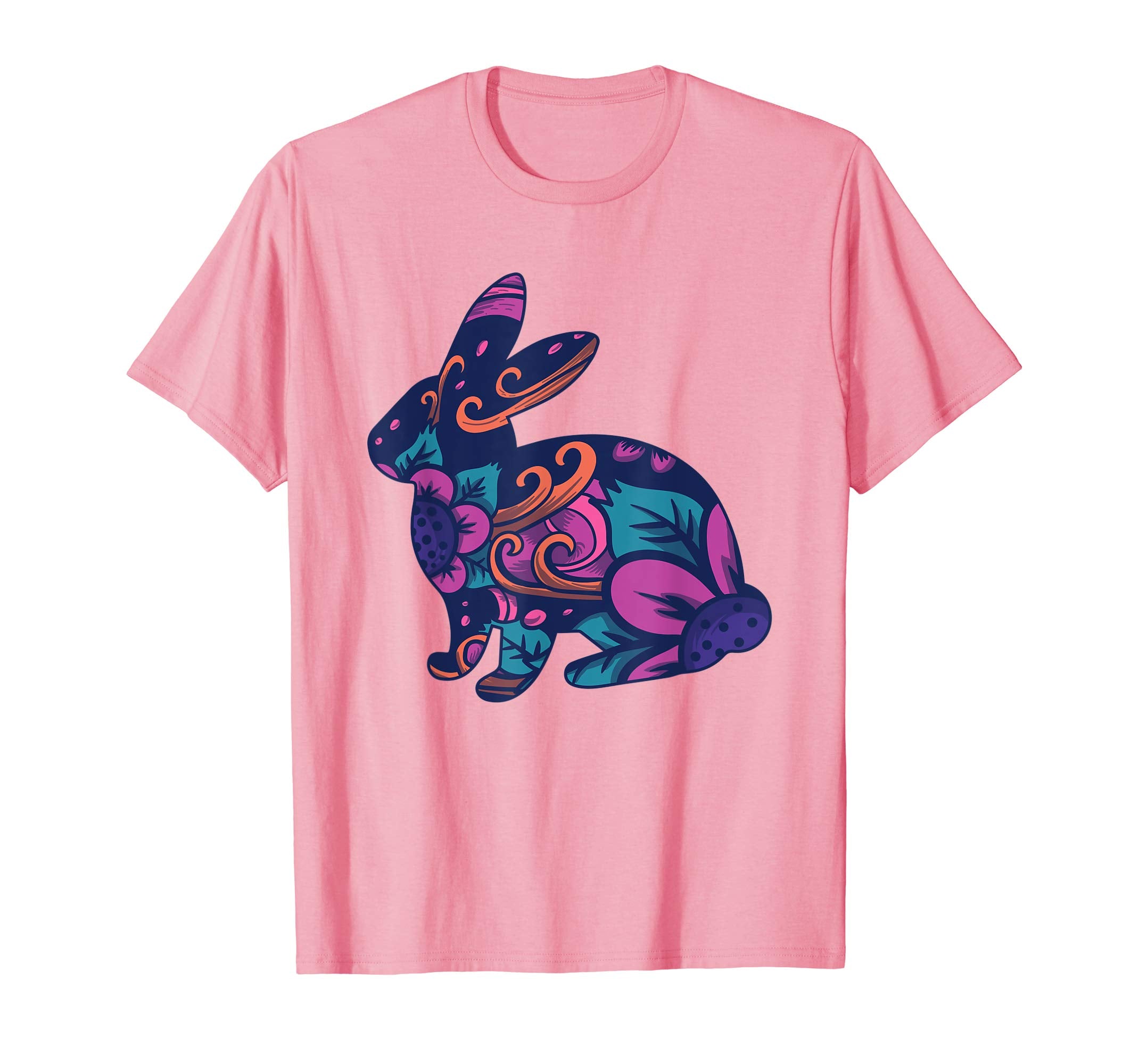 Easter T Shirt with Cute Bunny and Purple Flowers
