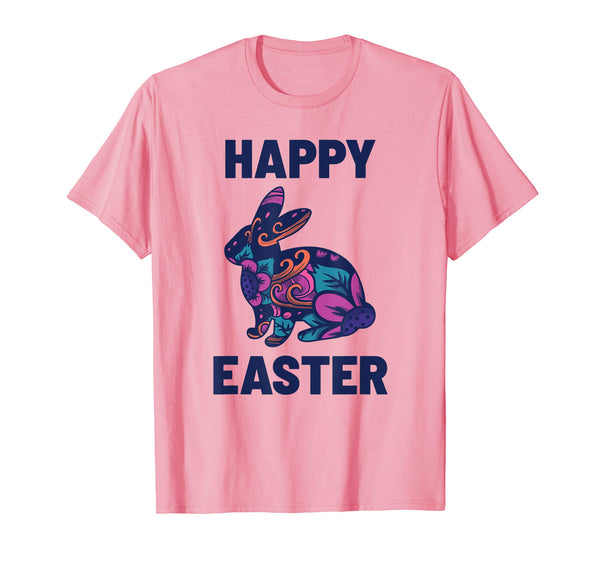 Easter T Shirt with Cute Bunny and Purple Flowers