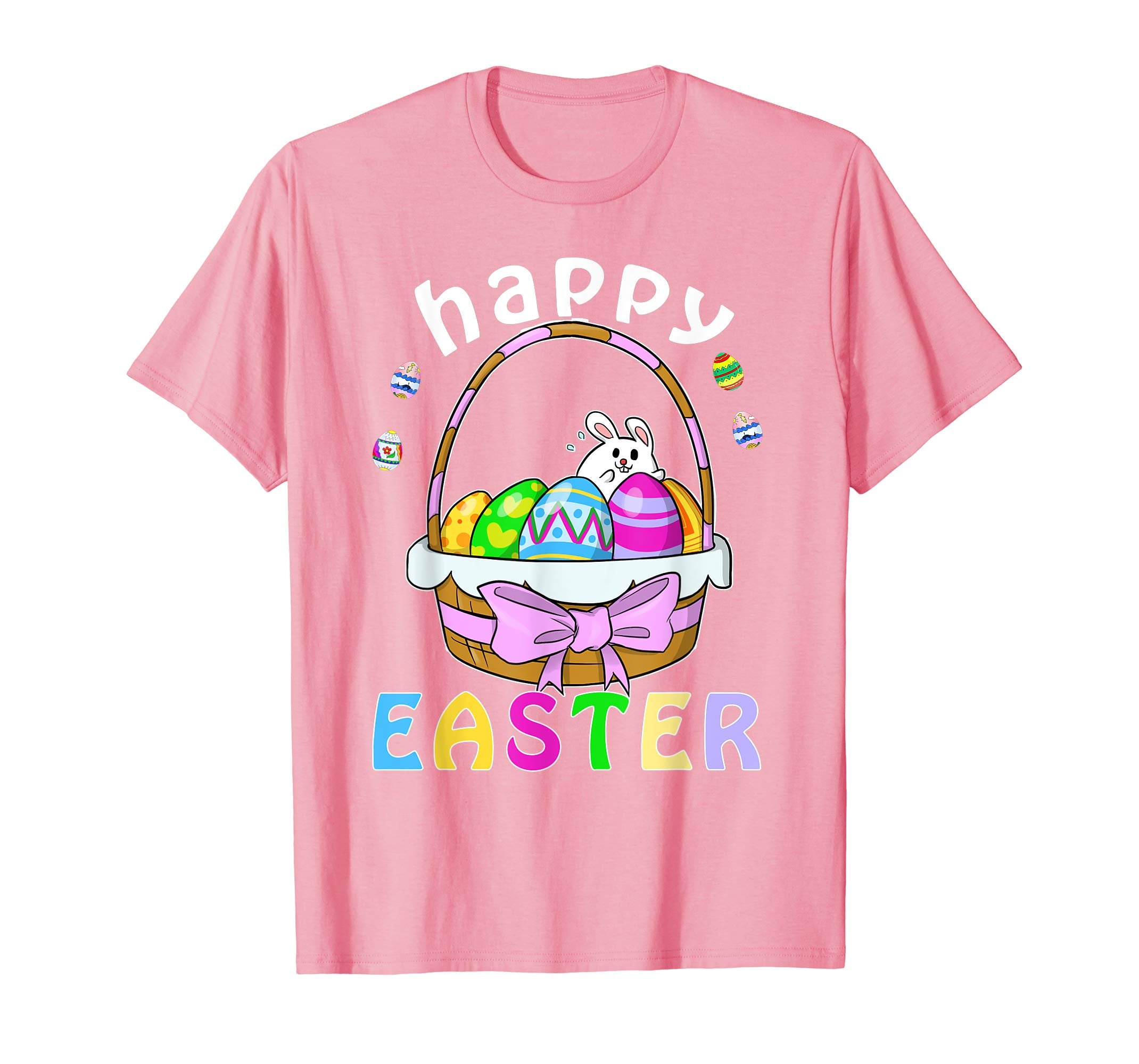 Happy Easter T-Shirt with Bunnies Eggs Flowers