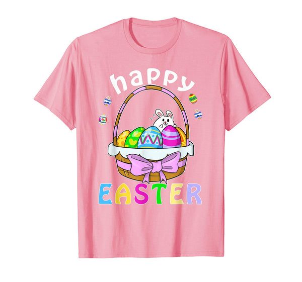 Happy Easter T-Shirt with Bunnies Eggs Flowers
