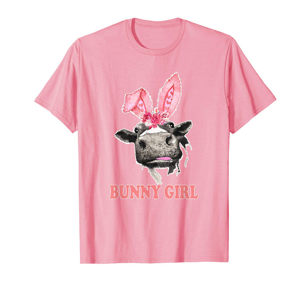 Cute Cow Face Farm Lover Pink Bunny Girl Easter Funny Shirt