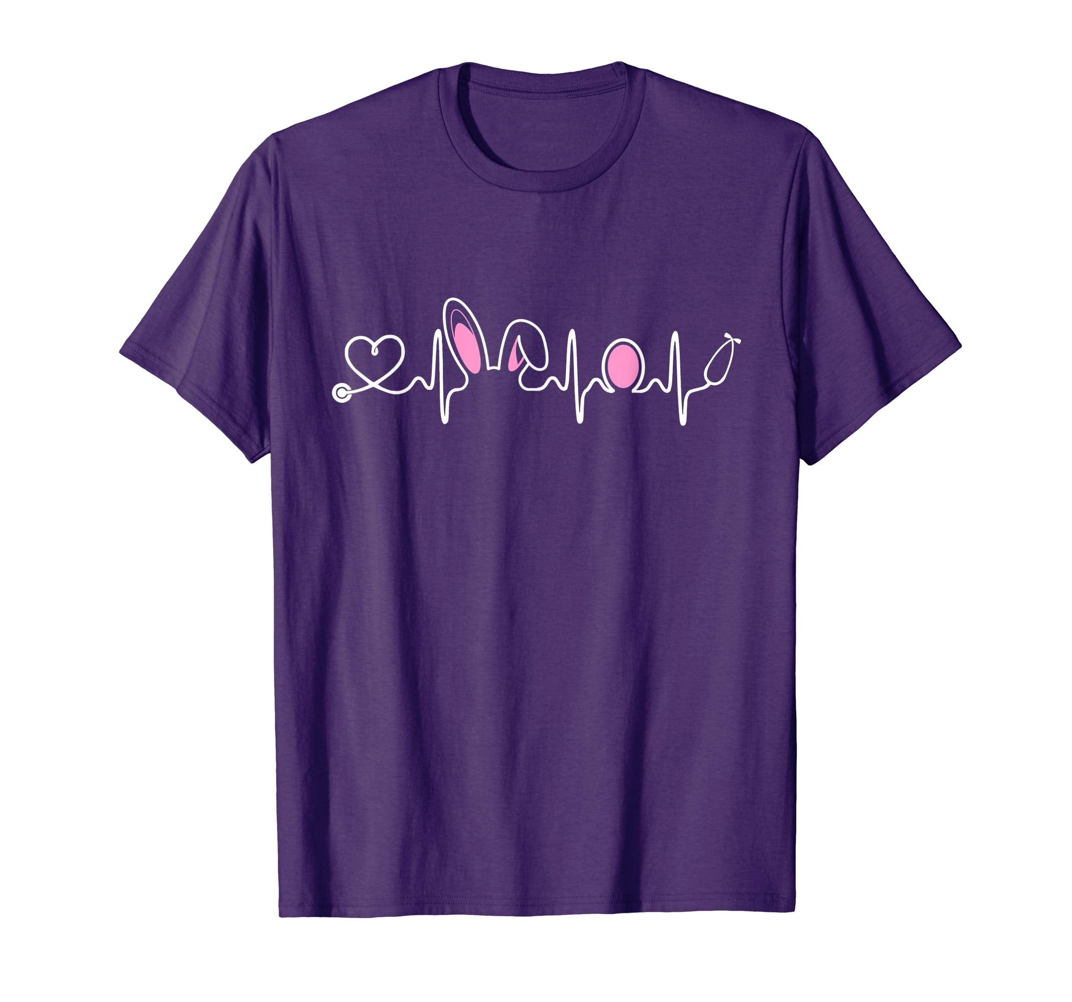 Nurse Doctor Easter Shirt Rabbit Ears and Eggs Heartbeat Tee