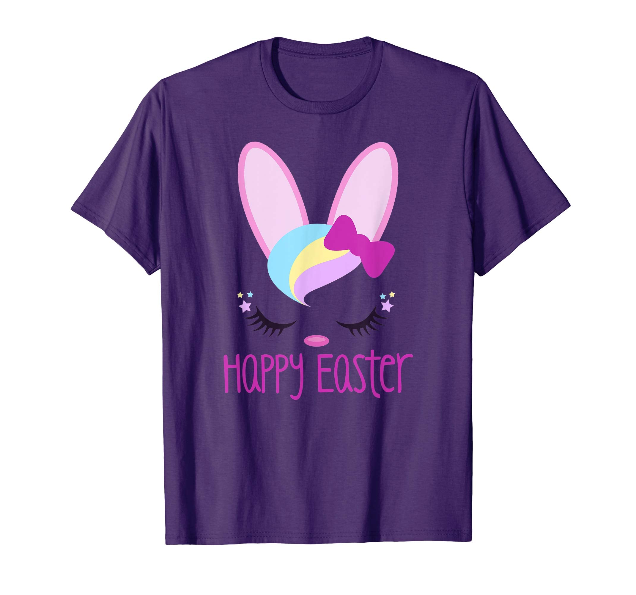 HAPPY EASTER Bunny Face Shirt Girls Kid Toddler Love Bunnies