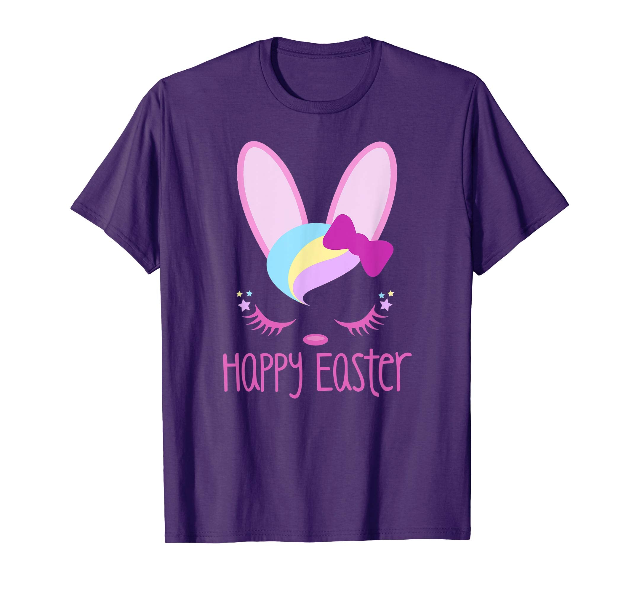 HAPPY EASTER Bunny Face Shirt Girls Kid Toddler Love Bunnies