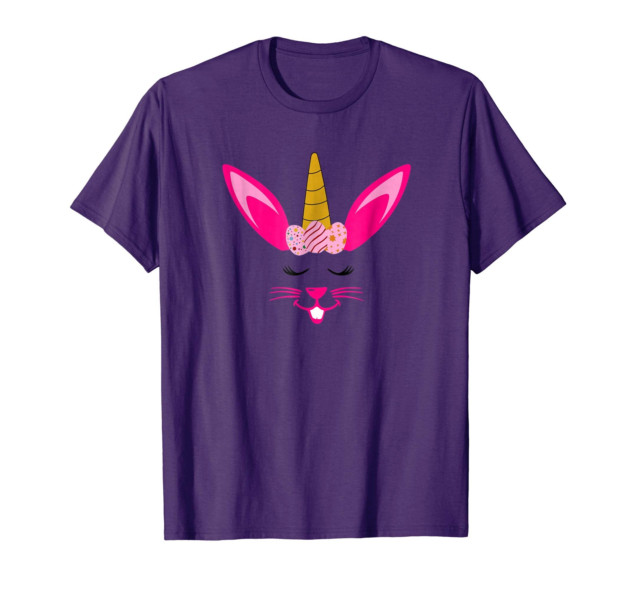 Easter Eggs Unicorn Crown Eyelashes Bunny Rabbit Face Shirt