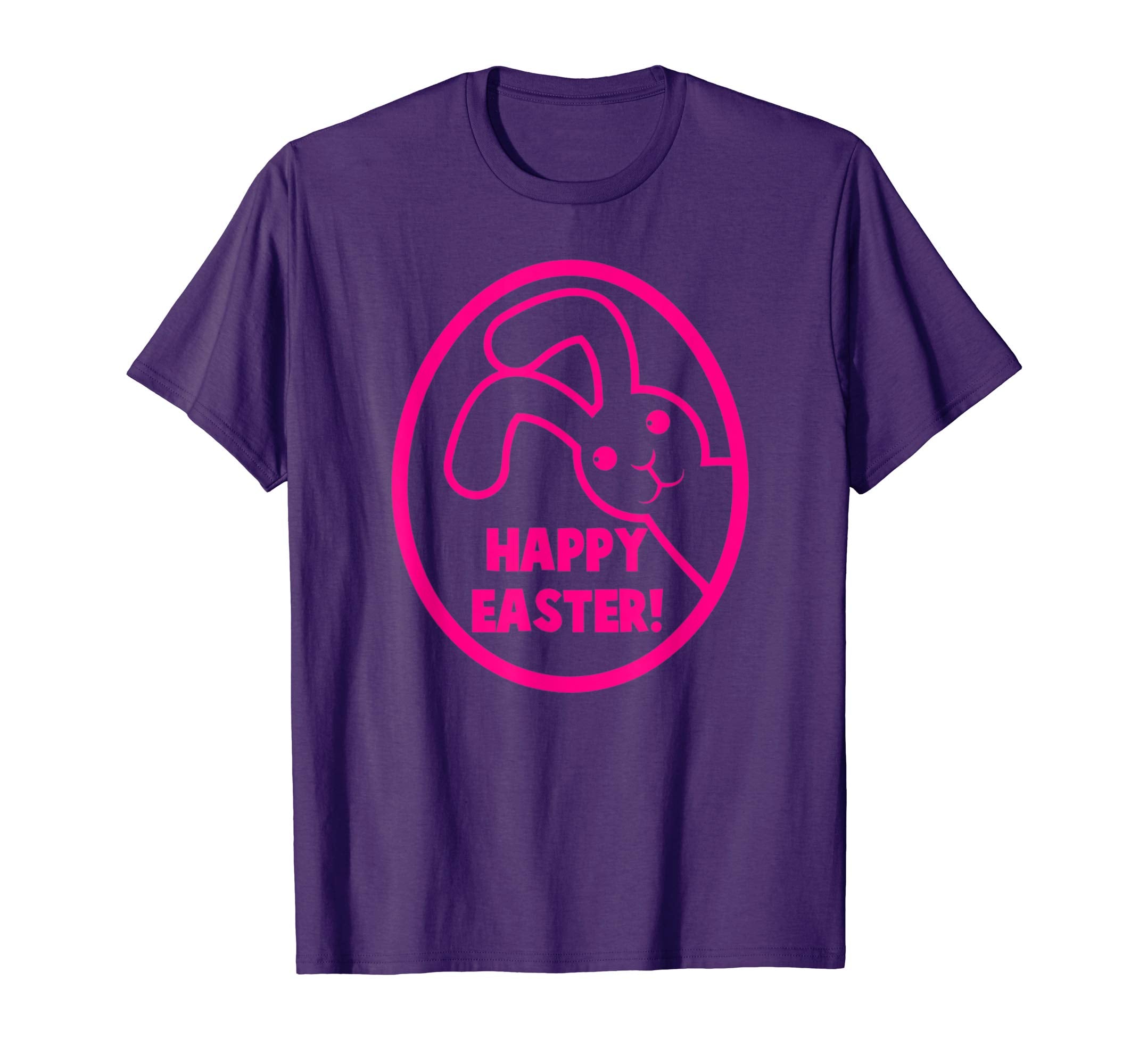 Tee HAPPY-EASTER in a circle with a bunny rabbit cute tshirt