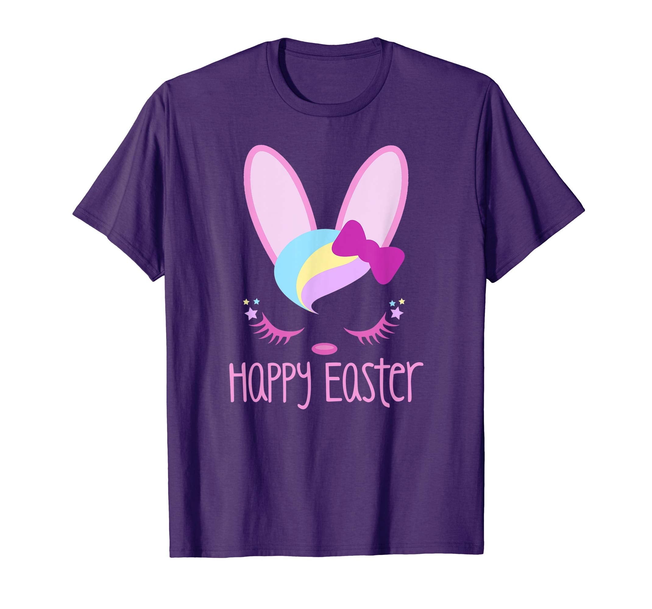 Bunny Face HAPPY EASTER Shirt Girls Kid Toddler Love Bunnies