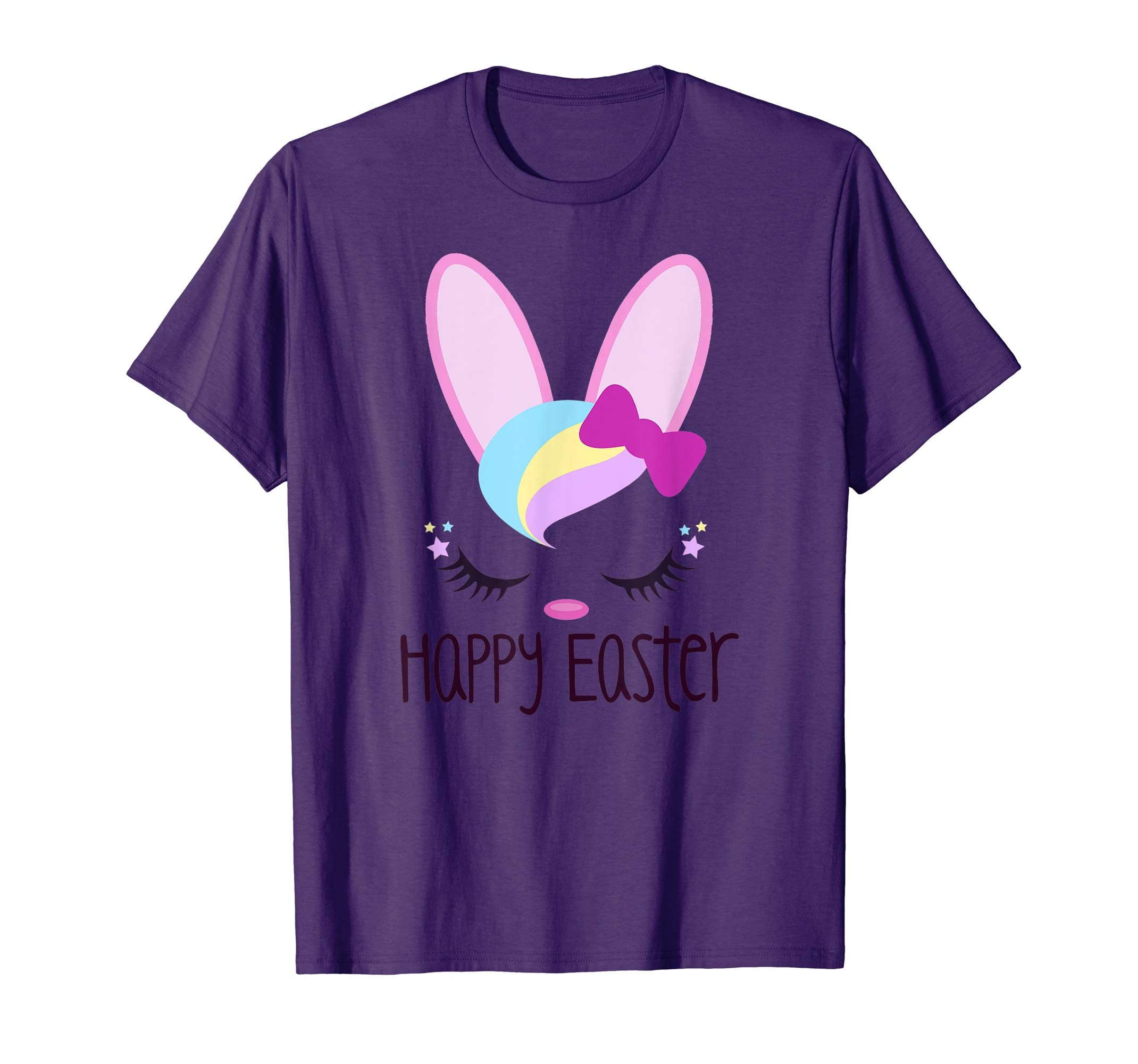 Bunny Face HAPPY EASTER Shirt Girls Kid Toddler Love Bunnies