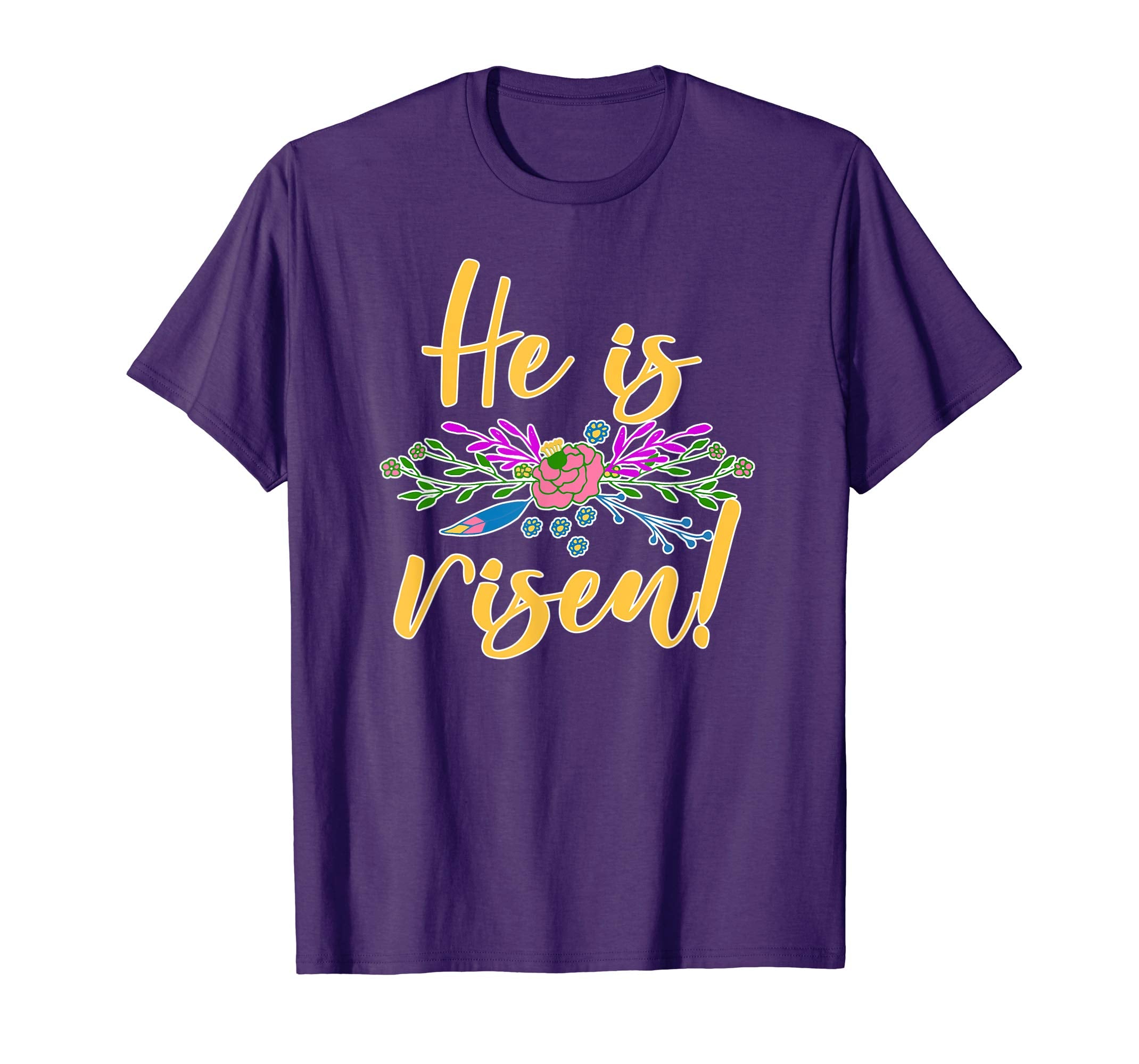 HE IS RISEN Christian Easter T-shirt Floral Detail