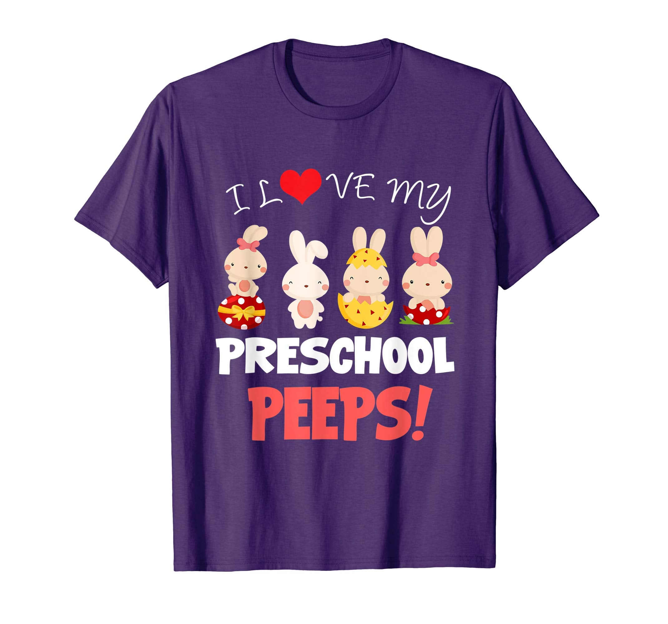 Funny I Love My Preschool Peeps Bunnies Easter Teacher Shirt