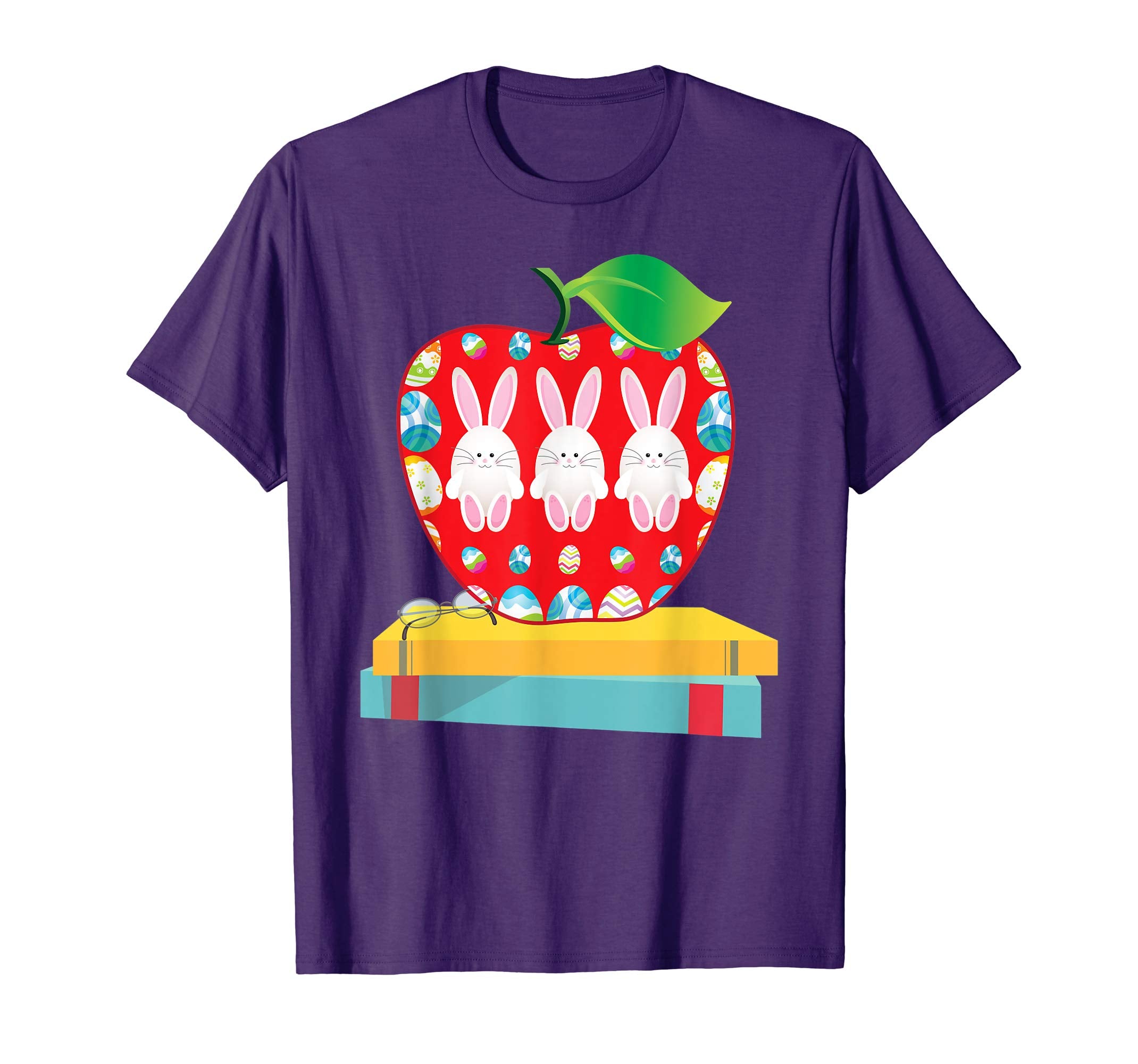 Apple Bunny Teacher I Love My Bunnies Easter Day T-Shirt Boy