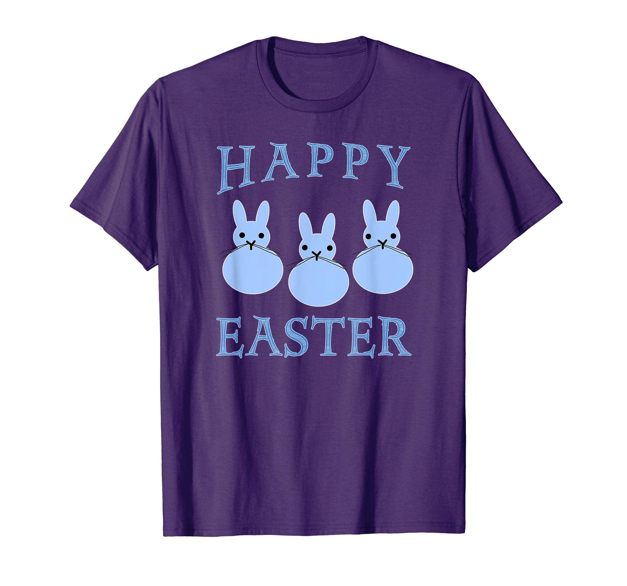 HAPPY EASTER T-shirt THREE BUNNIES BLUE