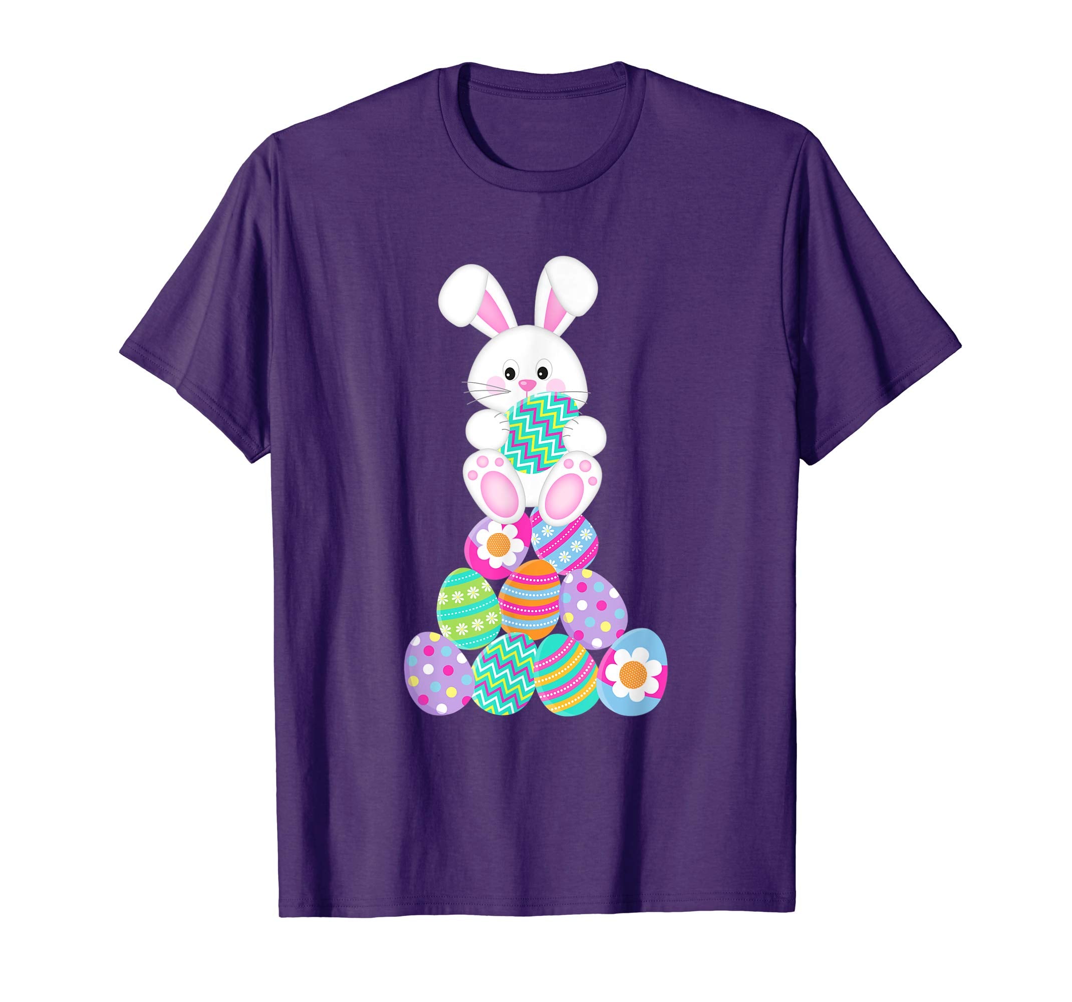 Happy Easter Shirt Cute Bunny &amp; Colorful Eggs Easter Gift