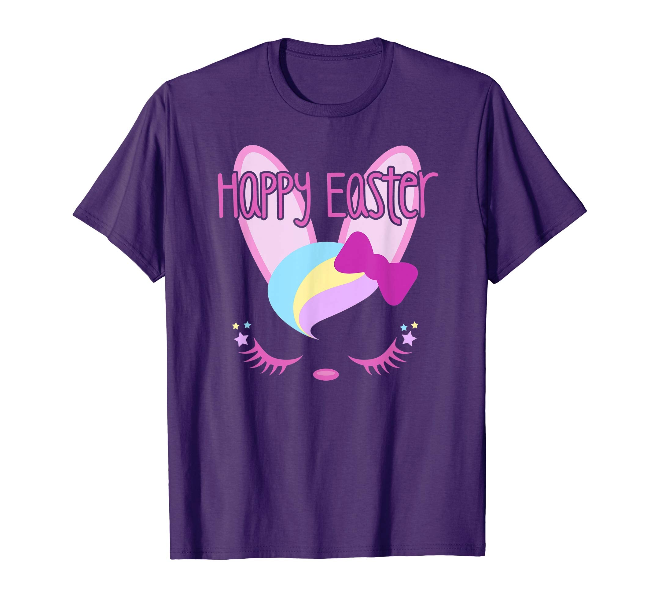 Bunny Face HAPPY EASTER Shirt Girls Kid Toddler Love Bunnies